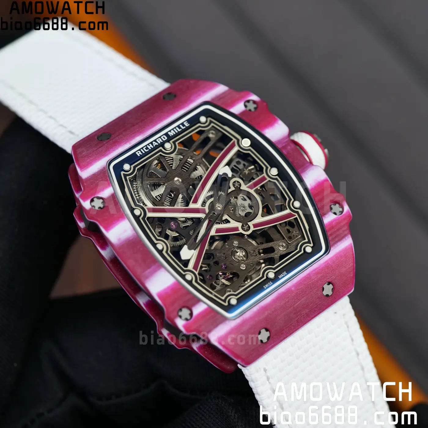 RICHARD MILLE RM67-02 Red NTPT Best Edition Qatar Dial on White Nylon strap CRMA7 Clone V10 107 870fa4e53fa785f AMO Watch