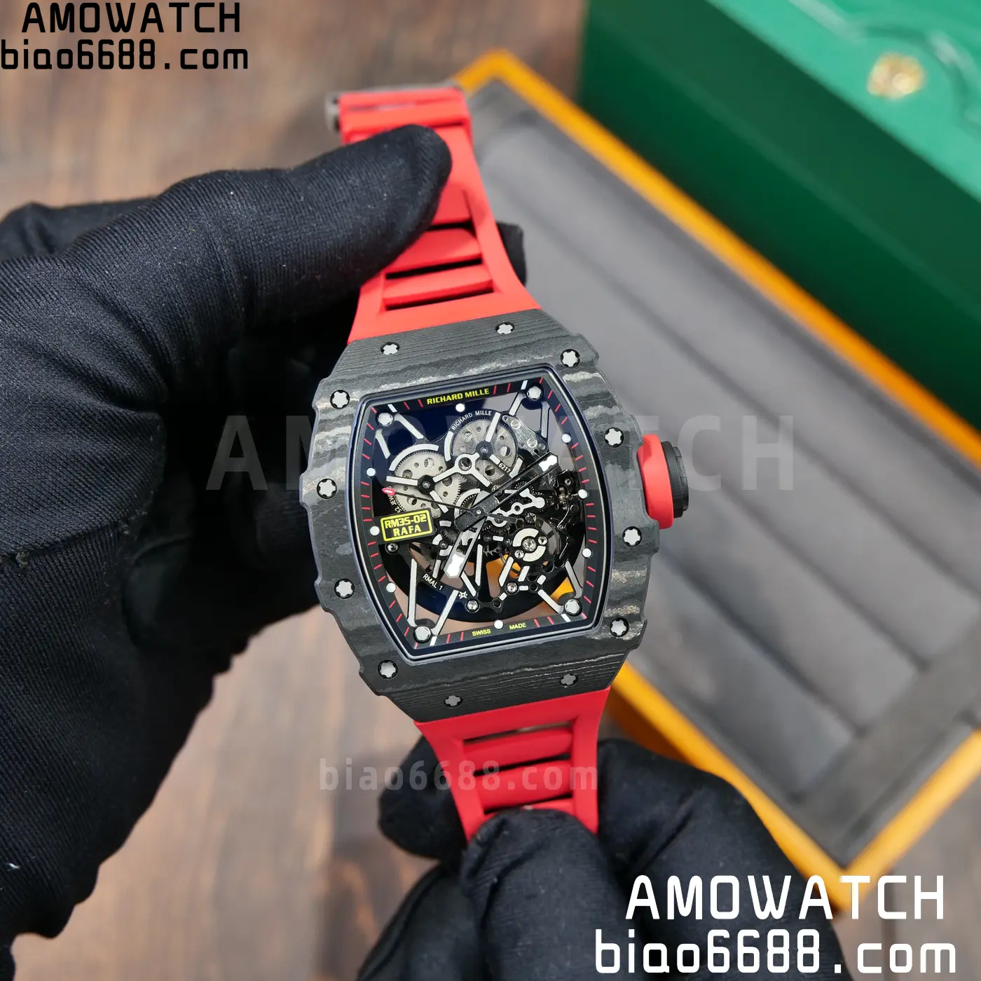 RICHARD MILLE RM35-02 NTPT Mille Studio 1:1 Best Edition on Red Rubber Strap RMUL1 Super Clone (Custom Case Set) 92 886ec25f076dbc8 AMO Watch