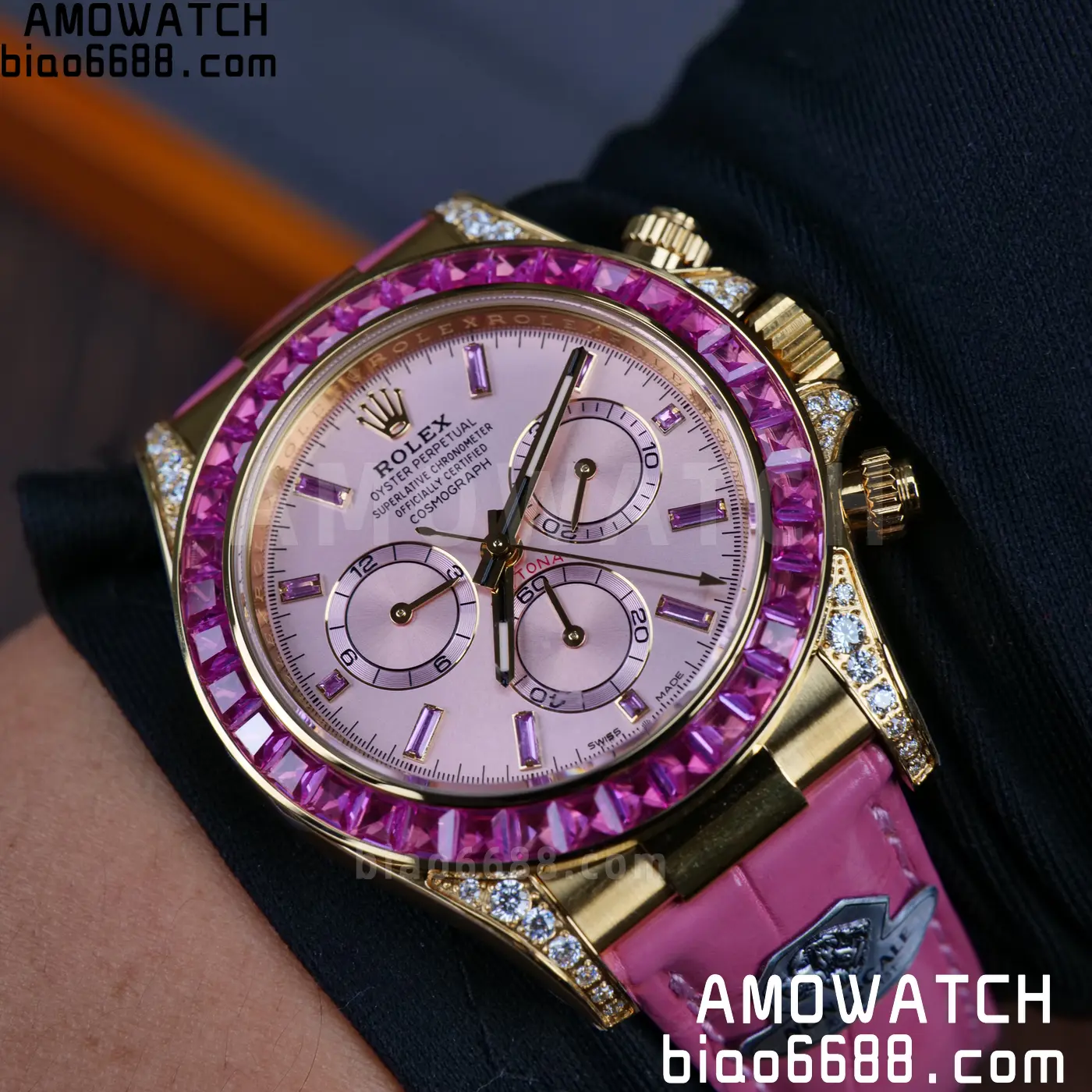 Rolex Daytona 126538TRO Gold Factory Best Edition Pink Dial on Pink Leather Strap 4130 V3 105 89e9439d830278d 阿默表行AmoWatch