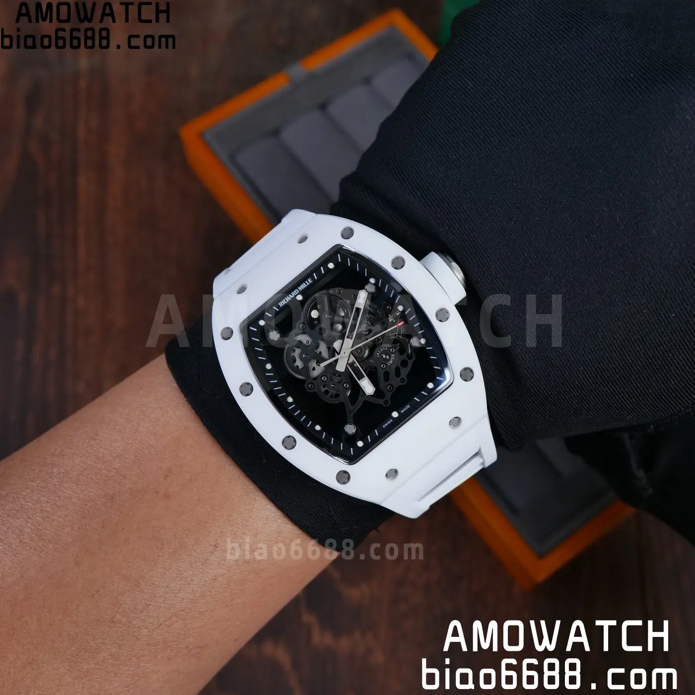 RICHARD MILLE RM055 A9F 1:1 Best Edition White Bezel on White Rubber Strap RMUL2 Free Sprung 141 9114b4e904c49a8 AMO Watch