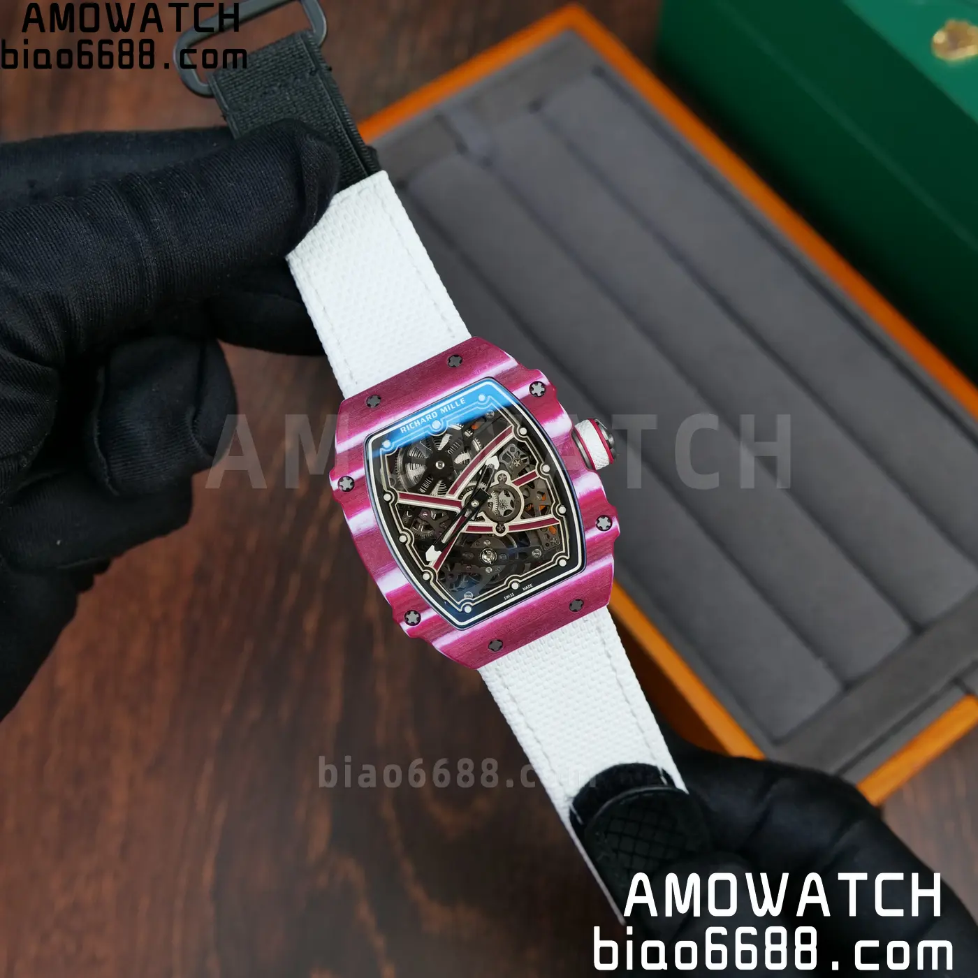 RICHARD MILLE RM67-02 Red NTPT Best Edition Qatar Dial on White Nylon strap CRMA7 Clone V10 94 95b209bda8ab32f AMO Watch