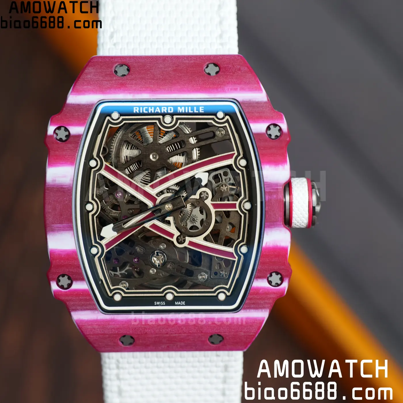 RICHARD MILLE RM67-02 Red NTPT Best Edition Qatar Dial on White Nylon strap CRMA7 Clone V10 102 982b583397d4957 AMO Watch