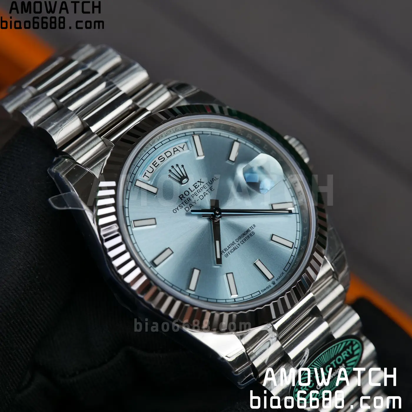 Rolex Day Date 40 SS 228236 RCF 1:1 Best Edition Ice Blue Dial on President Bracelet VR3255 (211g) 78 9dde4e6df728404 阿默表行AmoWatch