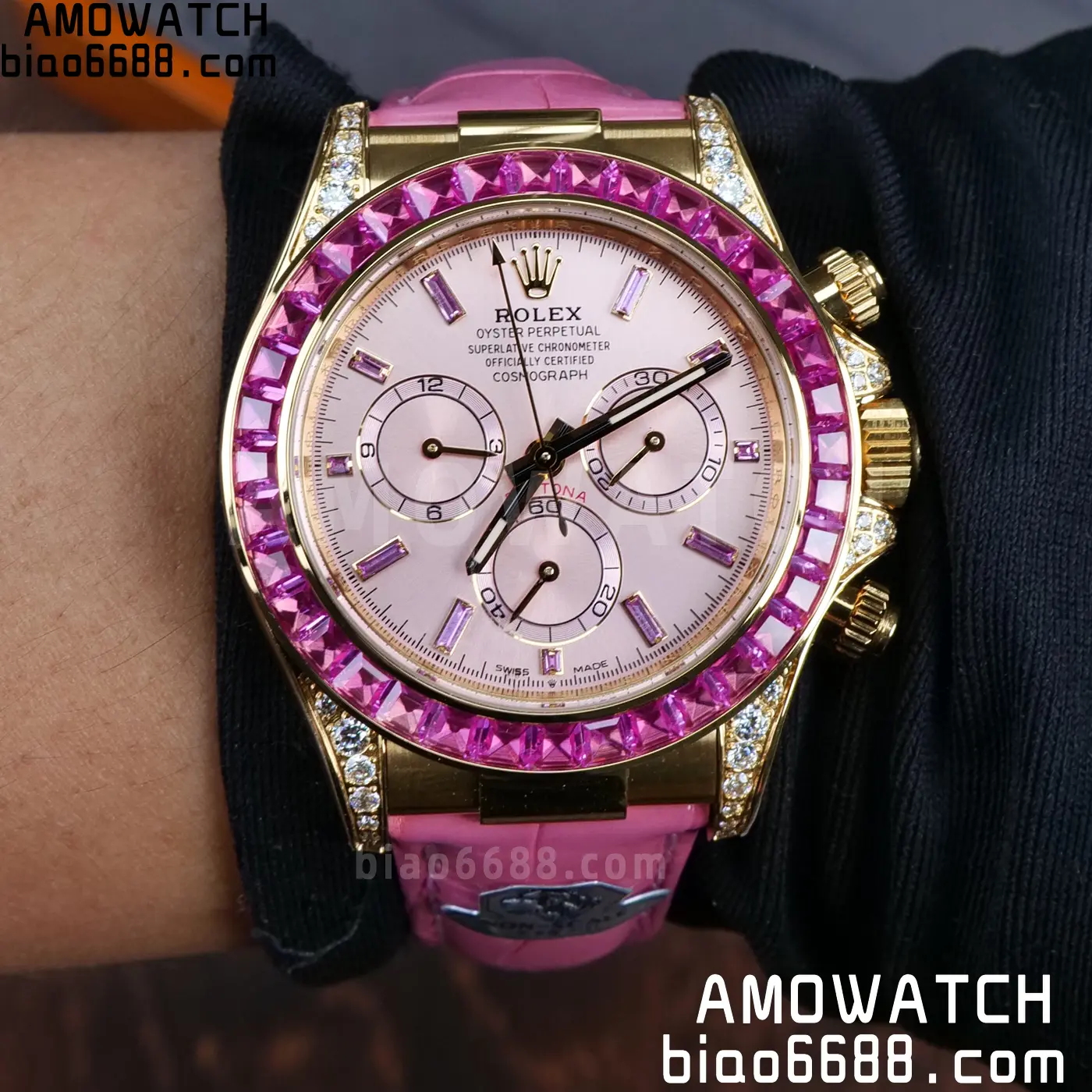 Rolex Daytona 126538TRO Gold Factory Best Edition Pink Dial on Pink Leather Strap 4130 V3 108 a16423c031b942b 阿默表行AmoWatch