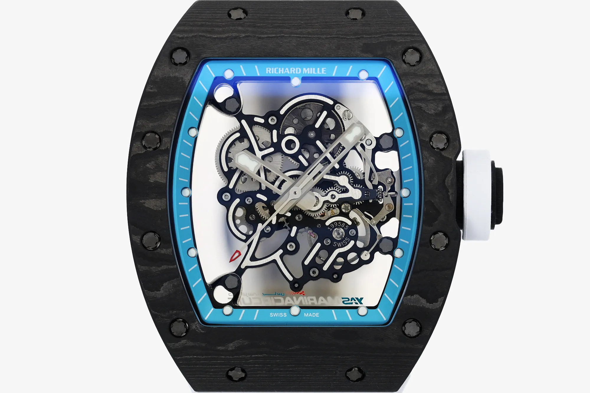 RICHARD MILLE RM055 NTPT ZF 1:1 Best Edition Blue Bezel White Crown on Rubber Strap RMUL2 Super Clone V3 20 a240cca23abc93e AMO Watch