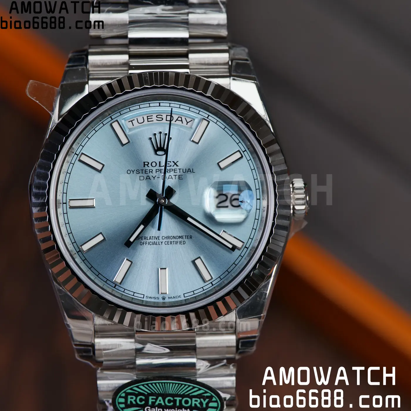 Rolex Day Date 40 SS 228236 RCF 1:1 Best Edition Ice Blue Dial on President Bracelet VR3255 (211g) 73 a679f174820d0e3 阿默表行AmoWatch