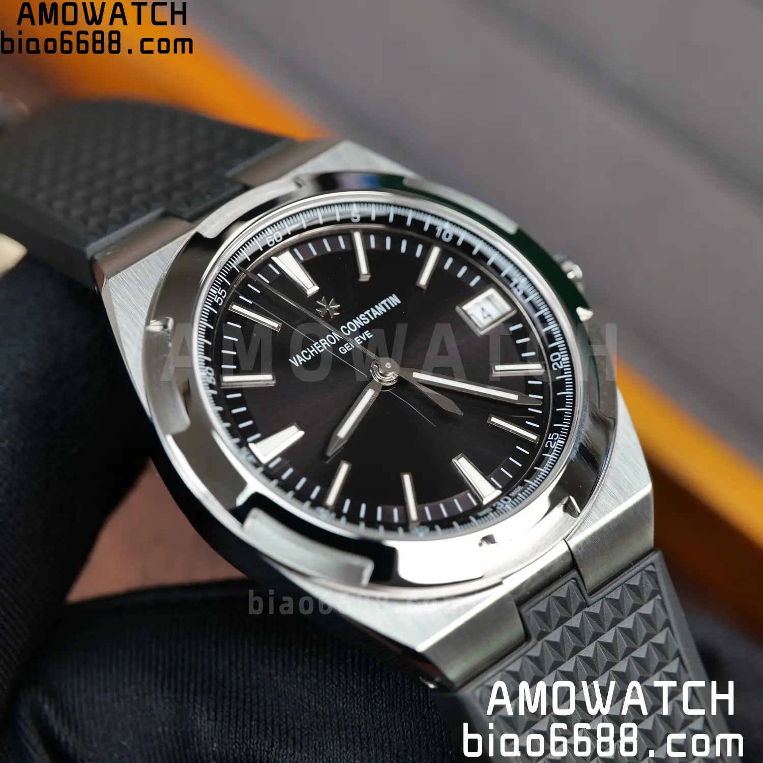 VC Overseas 4500V SS PPF1:1 Best Edition Black Dial on Black Rubber Strap A5100 88 a717af160e4ca9d AMO Watch