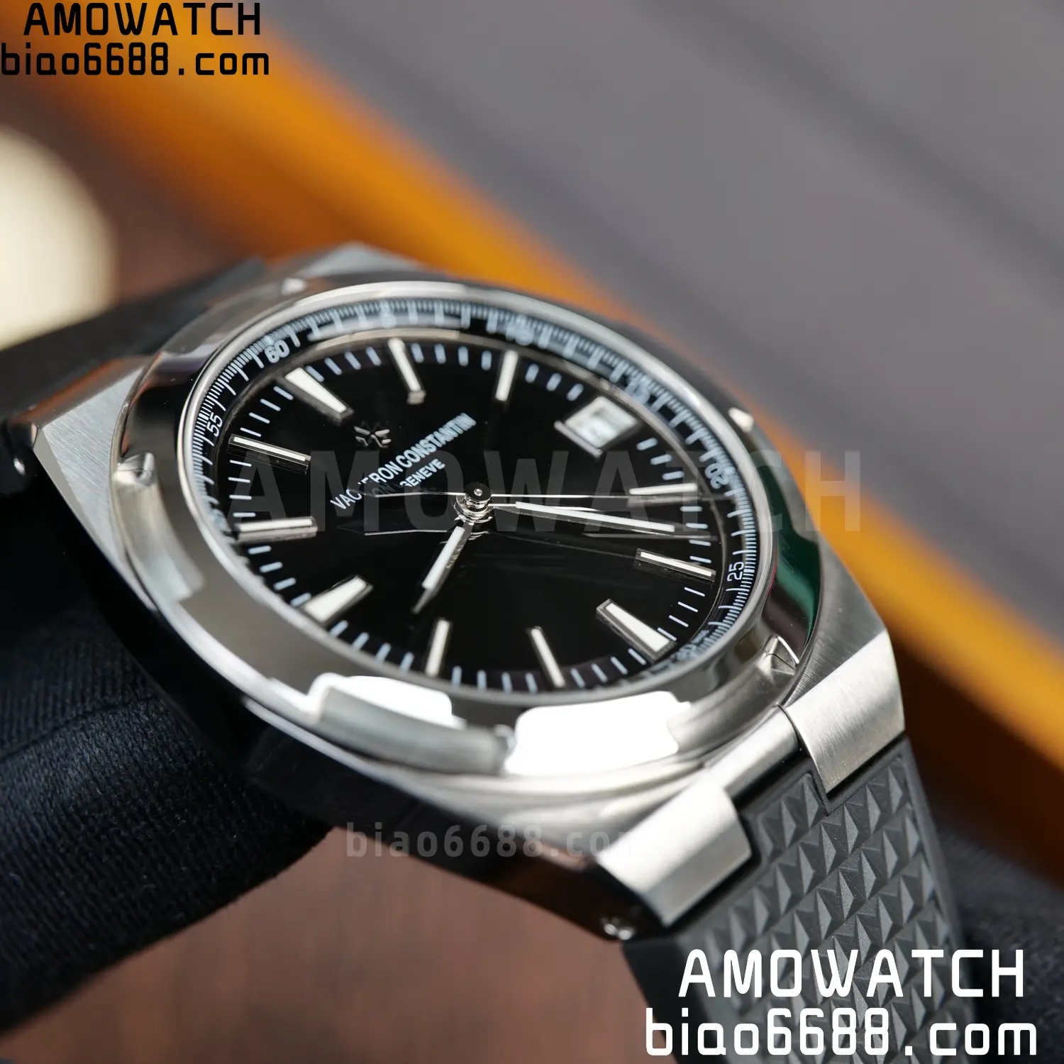 VC Overseas 4500V SS PPF1:1 Best Edition Black Dial on Black Rubber Strap A5100 94 ab2fd33c3468c39 AMO Watch