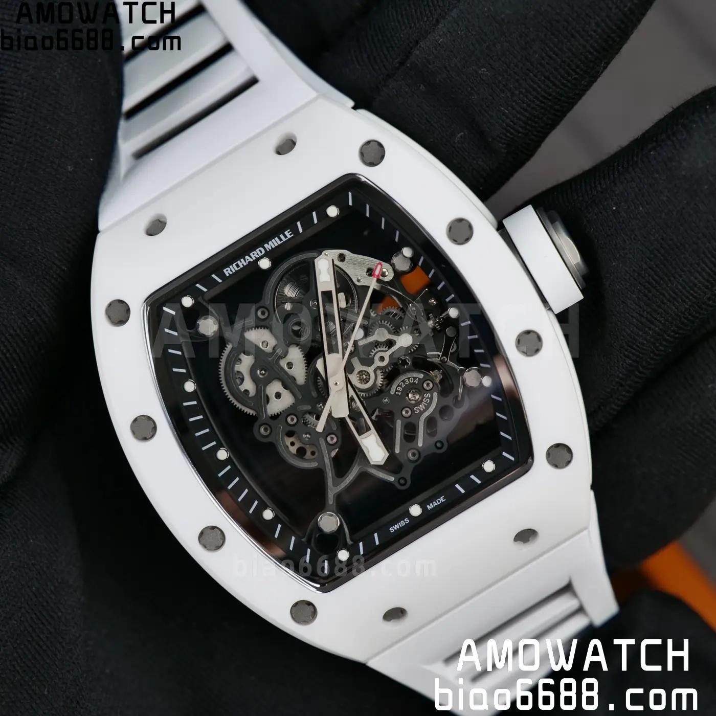 RICHARD MILLE RM055 A9F 1:1 Best Edition White Bezel on White Rubber Strap RMUL2 Free Sprung 124 b22a20ef64eff7d AMO Watch