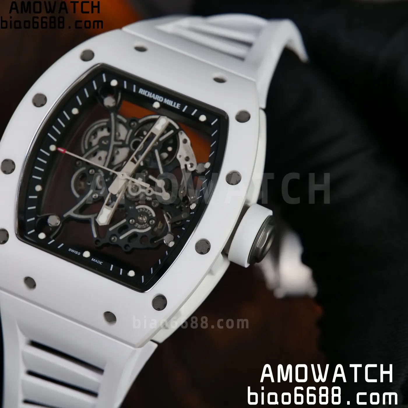 RICHARD MILLE RM055 A9F 1:1 Best Edition White Bezel on White Rubber Strap RMUL2 Free Sprung 109 b5c2a3a4d9e3c43 AMO Watch