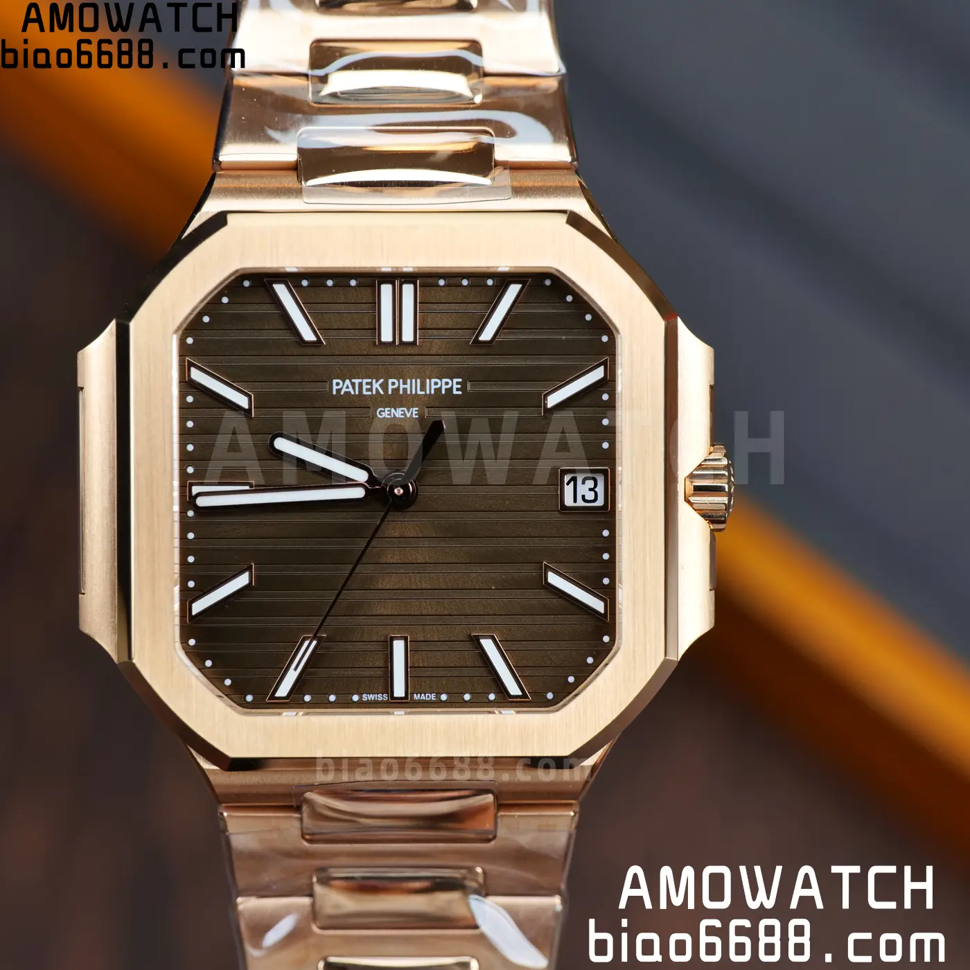 PP Cubitus 7128 RG BBF Best Edition Brown Dial on RG Bracelet DD330 Super Clone 67 b72a46f827360c0 AMO Watch