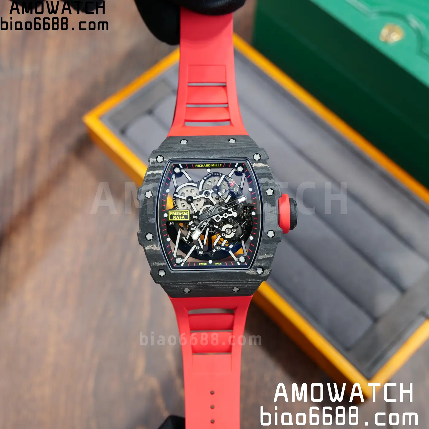 RICHARD MILLE RM35-02 NTPT Mille Studio 1:1 Best Edition on Red Rubber Strap RMUL1 Super Clone (Custom Case Set) 96 bc1f39d63c72bfb AMO Watch