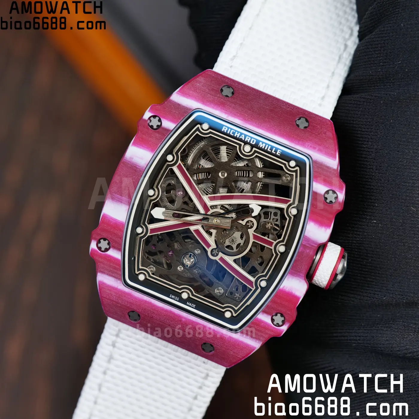 RICHARD MILLE RM67-02 Red NTPT Best Edition Qatar Dial on White Nylon strap CRMA7 Clone V10 116 bf5060d25205f2b AMO Watch
