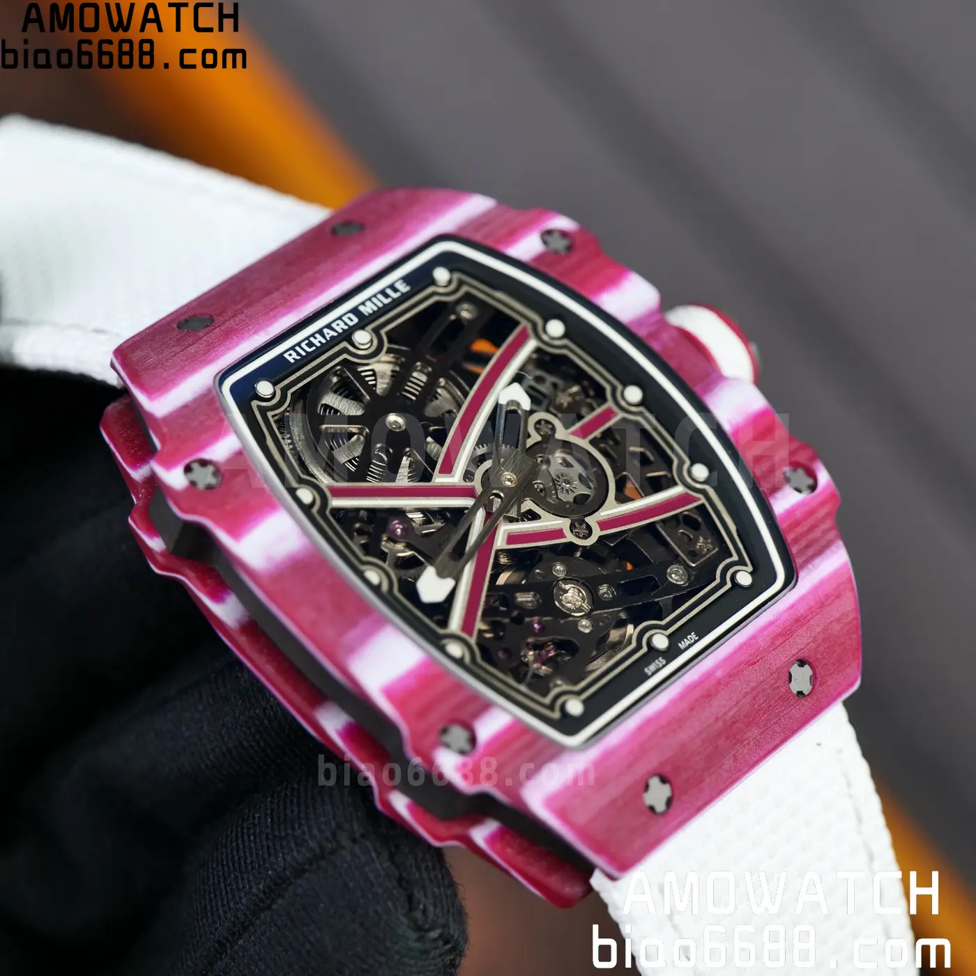 RICHARD MILLE RM67-02 Red NTPT Best Edition Qatar Dial on White Nylon strap CRMA7 Clone V10 114 c0abb008196bb2f AMO Watch