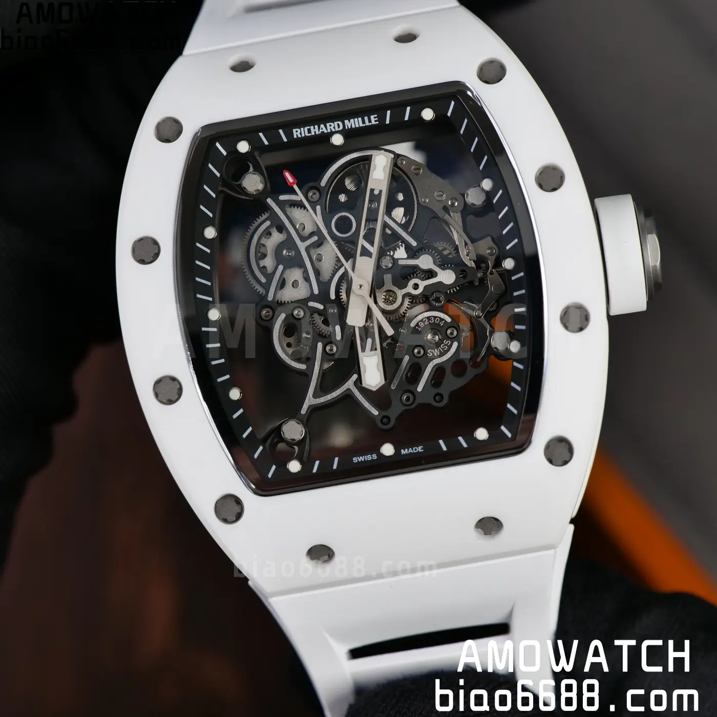 RICHARD MILLE RM055 A9F 1:1 Best Edition White Bezel on White Rubber Strap RMUL2 Free Sprung 117 c166903ee5249ed AMO Watch