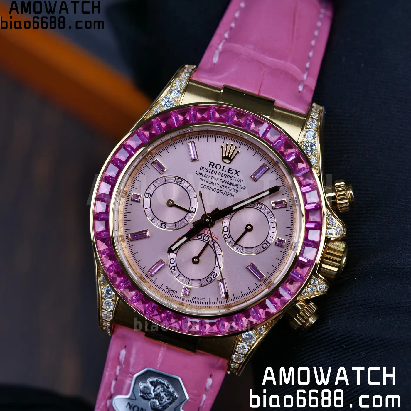 Rolex Daytona 126538TRO Gold Factory Best Edition Pink Dial on Pink Leather Strap 4130 V3 97 c3babc97bb07f3b 阿默表行AmoWatch