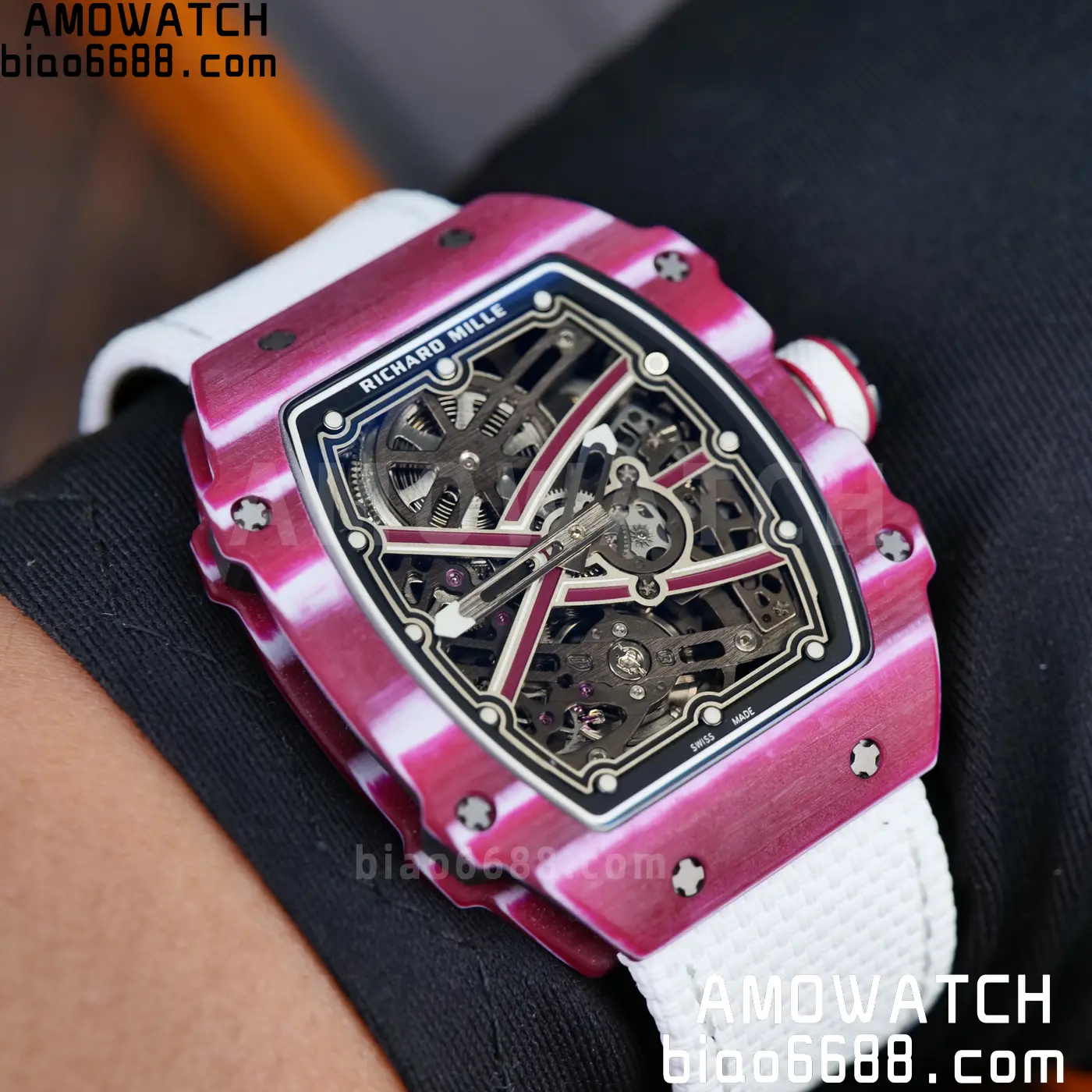 RICHARD MILLE RM67-02 Red NTPT Best Edition Qatar Dial on White Nylon strap CRMA7 Clone V10 130 c6c8f4f8ce42fe2 AMO Watch