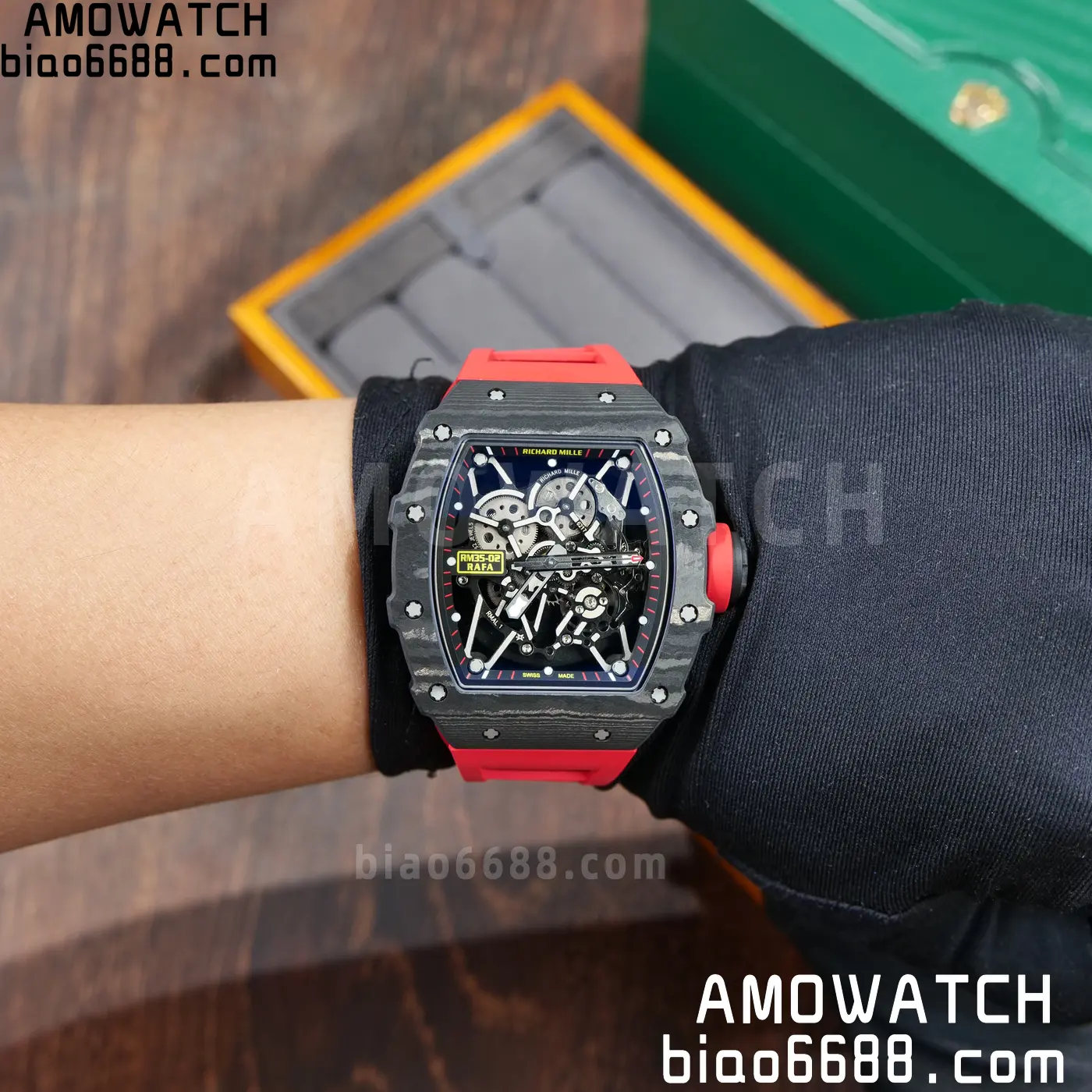 RICHARD MILLE RM35-02 NTPT Mille Studio 1:1 Best Edition on Red Rubber Strap RMUL1 Super Clone (Custom Case Set) 124 c6cbadb329672b5 AMO Watch