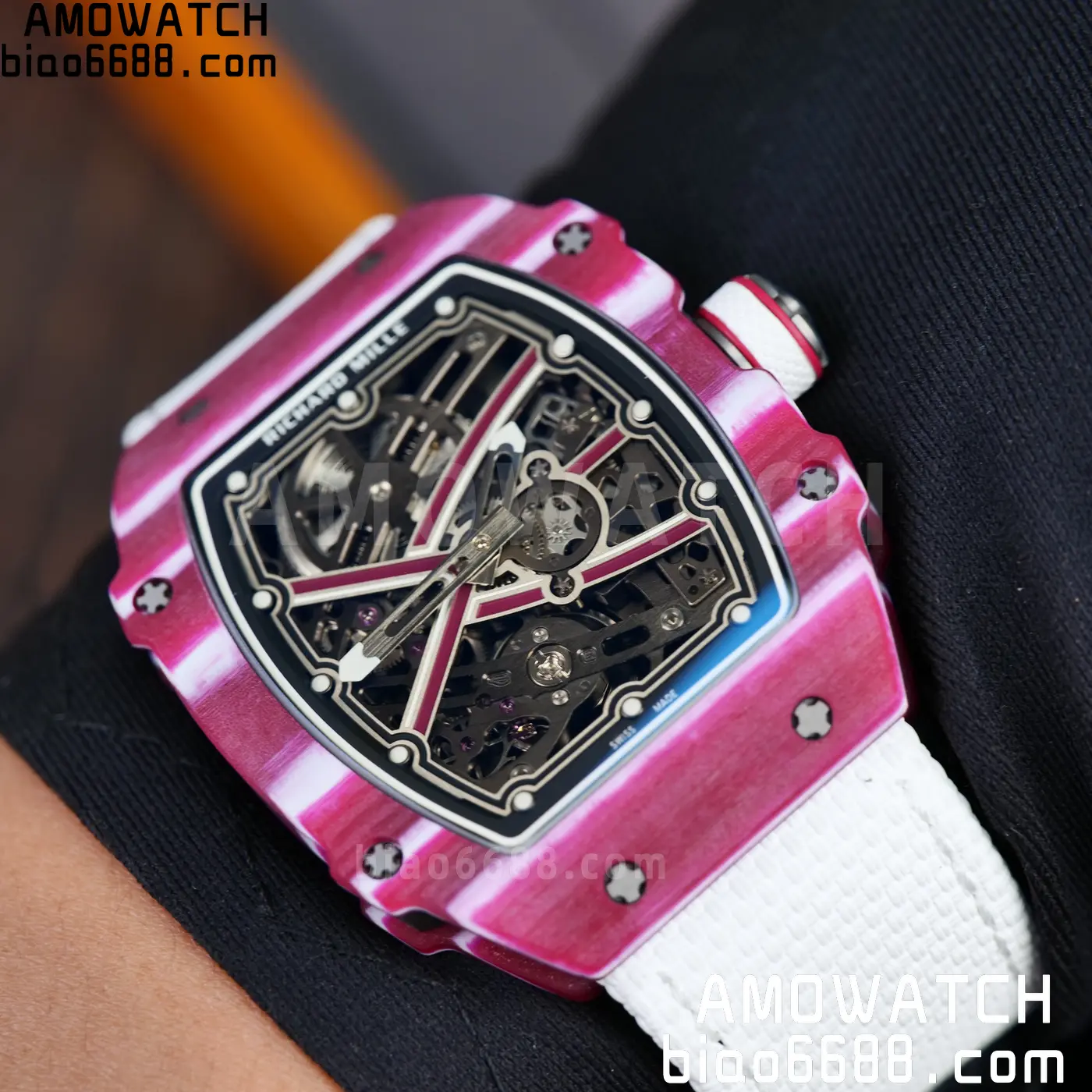 RICHARD MILLE RM67-02 Red NTPT Best Edition Qatar Dial on White Nylon strap CRMA7 Clone V10 129 c9d1d17c94c0fd9 AMO Watch
