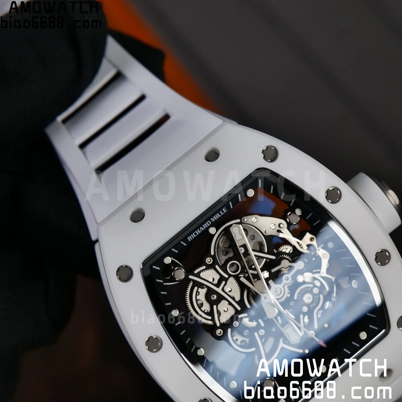 RICHARD MILLE RM055 A9F 1:1 Best Edition White Bezel on White Rubber Strap RMUL2 Free Sprung 114 cab23c895780bc5 AMO Watch