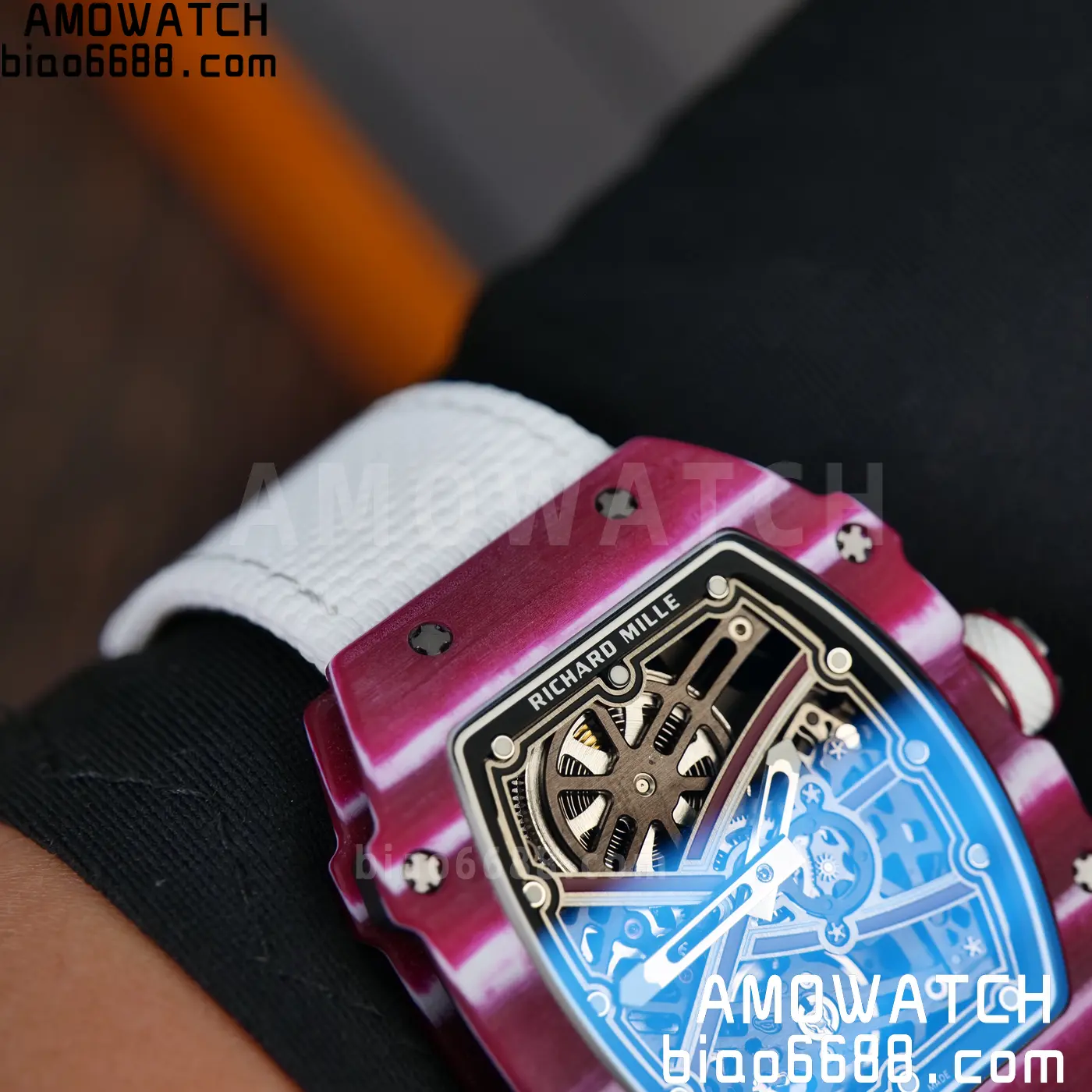 RICHARD MILLE RM67-02 Red NTPT Best Edition Qatar Dial on White Nylon strap CRMA7 Clone V10 133 cd32bdad510a114 AMO Watch