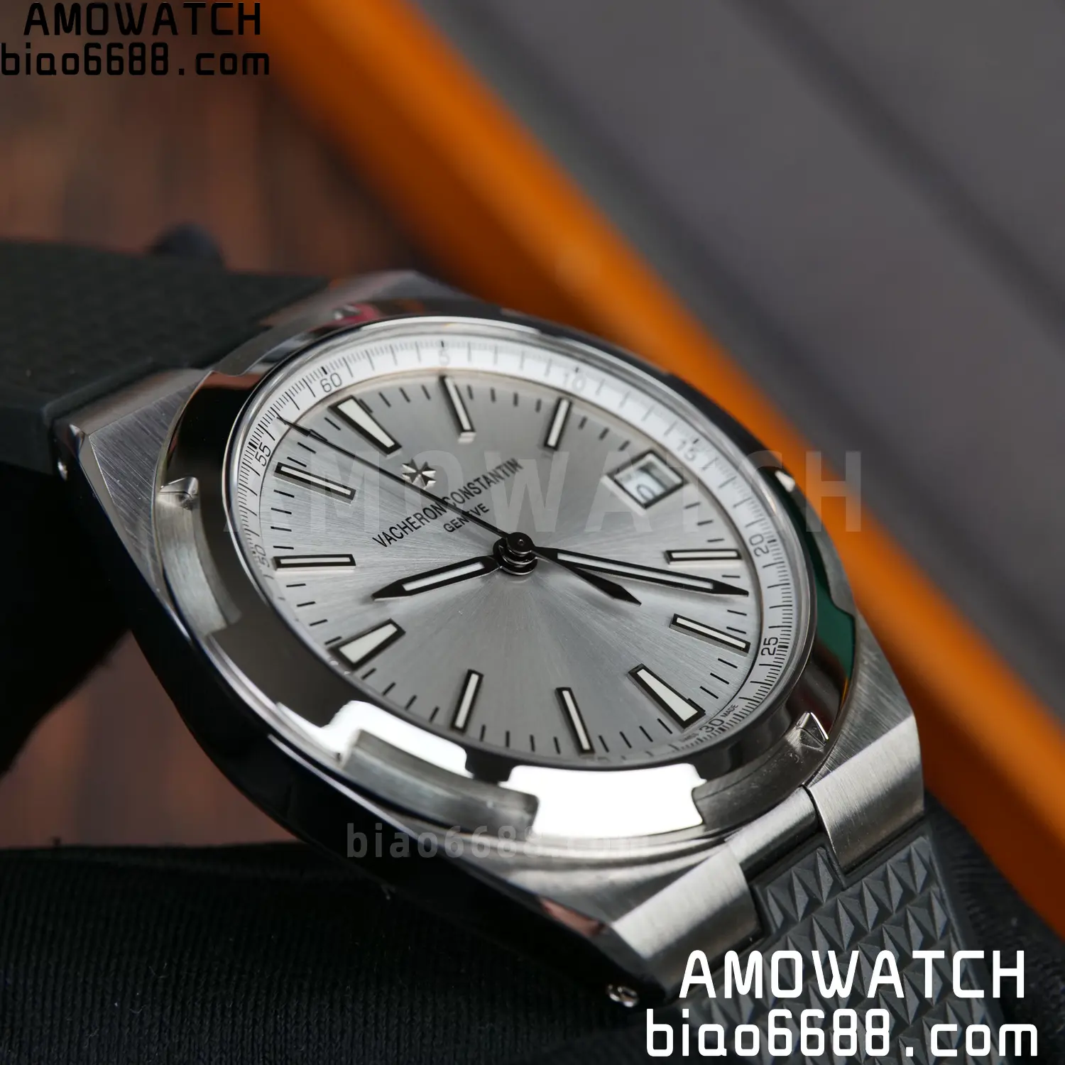 VC Overseas 4500V SS PPF 1:1 Best Edition Silver Dial on Black Rubber Strap A5100 84 ce6d632e57853f7 AMO Watch