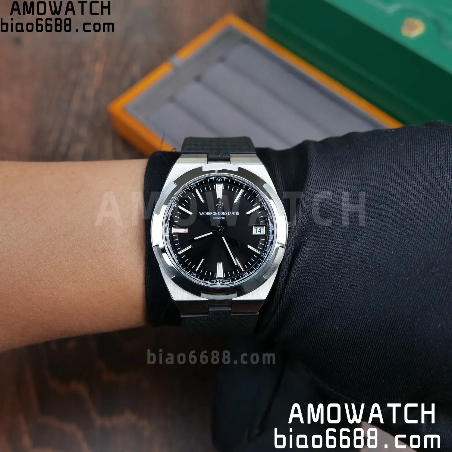 VC Overseas 4500V SS PPF1:1 Best Edition Black Dial on Black Rubber Strap A5100 106 d146fc33a5d7ba6 AMO Watch