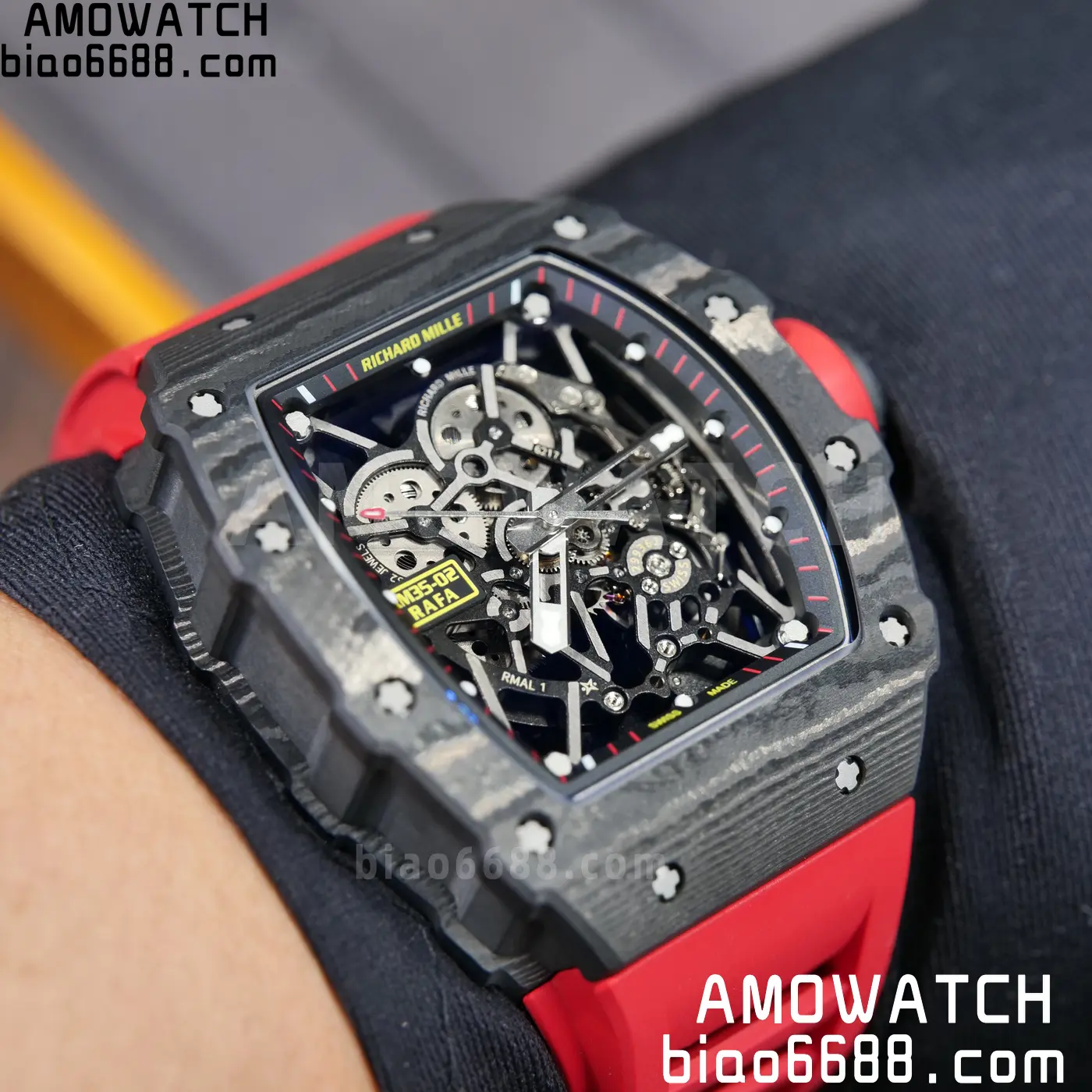 RICHARD MILLE RM35-02 NTPT Mille Studio 1:1 Best Edition on Red Rubber Strap RMUL1 Super Clone (Custom Case Set) 123 d35f46d640570e1 AMO Watch
