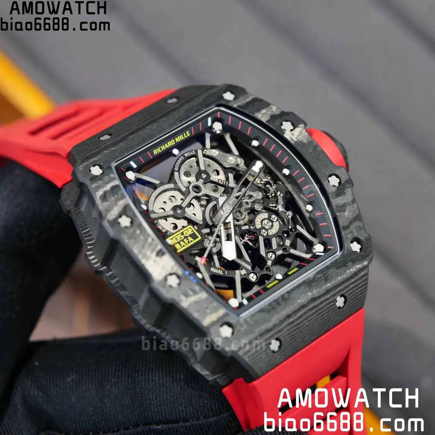 RICHARD MILLE RM35-02 NTPT Mille Studio 1:1 Best Edition on Red Rubber Strap RMUL1 Super Clone (Custom Case Set) 102 d49f7ea0e8e8696 AMO Watch