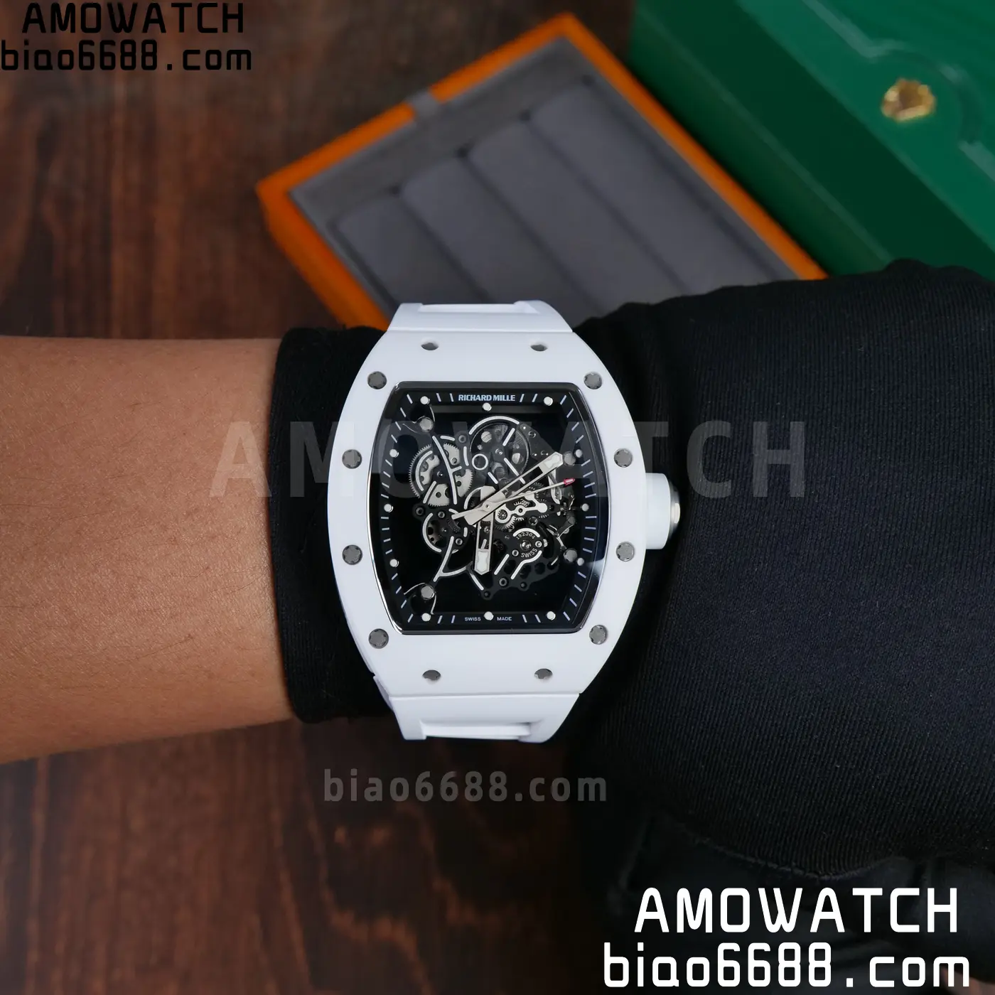 RICHARD MILLE RM055 A9F 1:1 Best Edition White Bezel on White Rubber Strap RMUL2 Free Sprung 140 d7d7951cb17ba1c AMO Watch