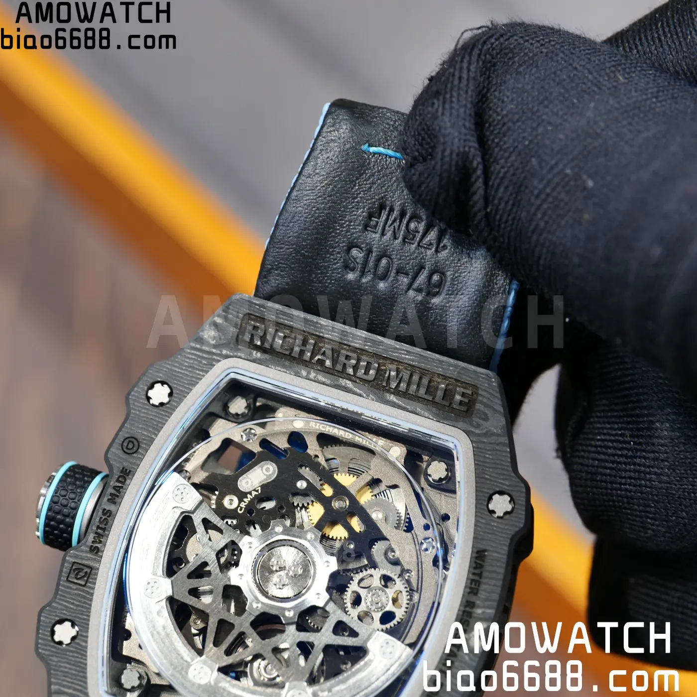 RICHARD MILLE RM67-02 Black NTPT UMI Best Edition Baby Blue Skeleton Dial on Black Nylon strap CRMA7 Clone V9 105 d8ccb239072c6b5 阿默表行AmoWatch