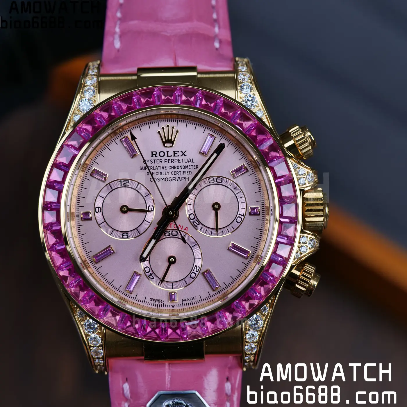 Rolex Daytona 126538TRO Gold Factory Best Edition Pink Dial on Pink Leather Strap 4130 V3 82 dbc373ce9515f3e 阿默表行AmoWatch