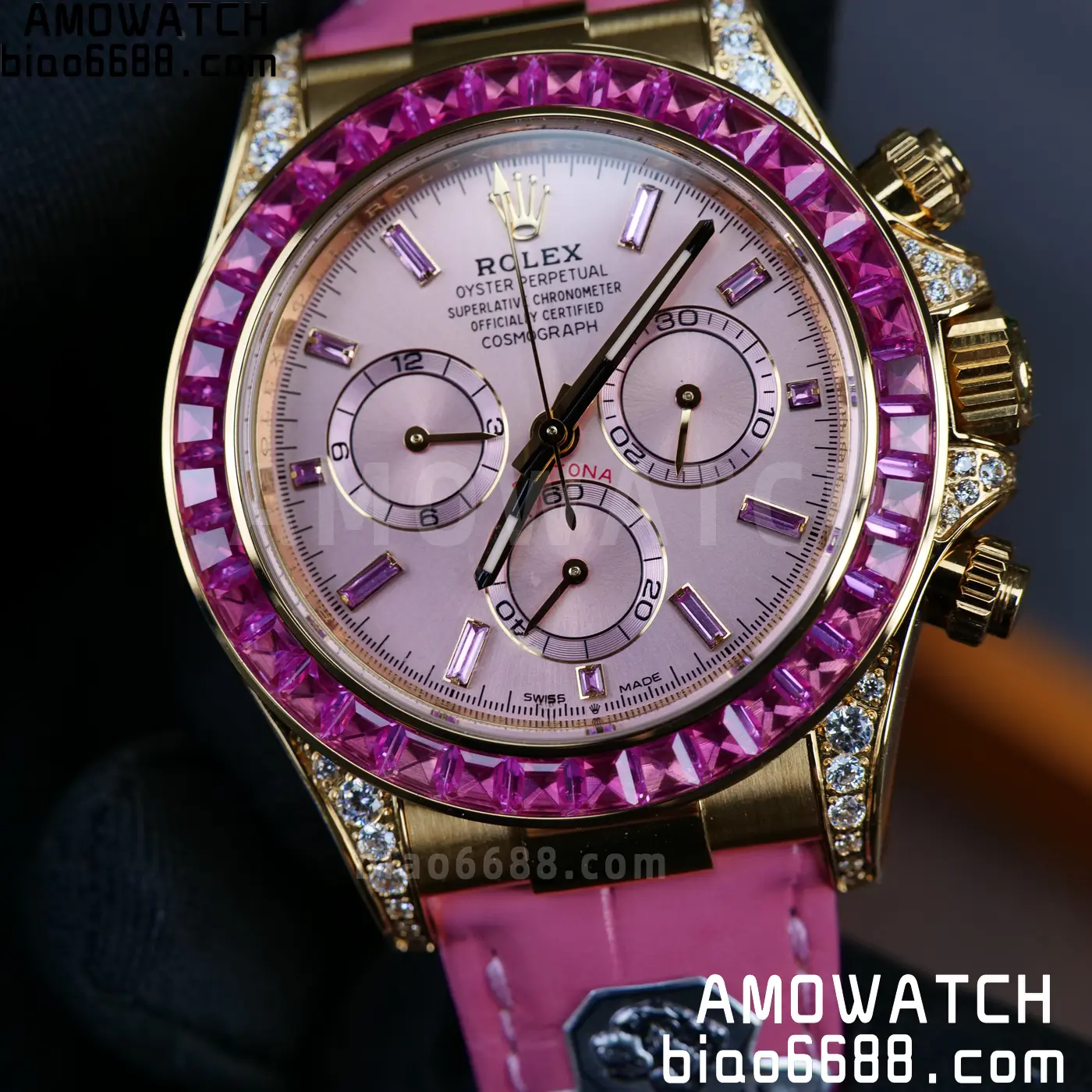 Rolex Daytona 126538TRO Gold Factory Best Edition Pink Dial on Pink Leather Strap 4130 V3 93 dce46d3274eb36e 阿默表行AmoWatch