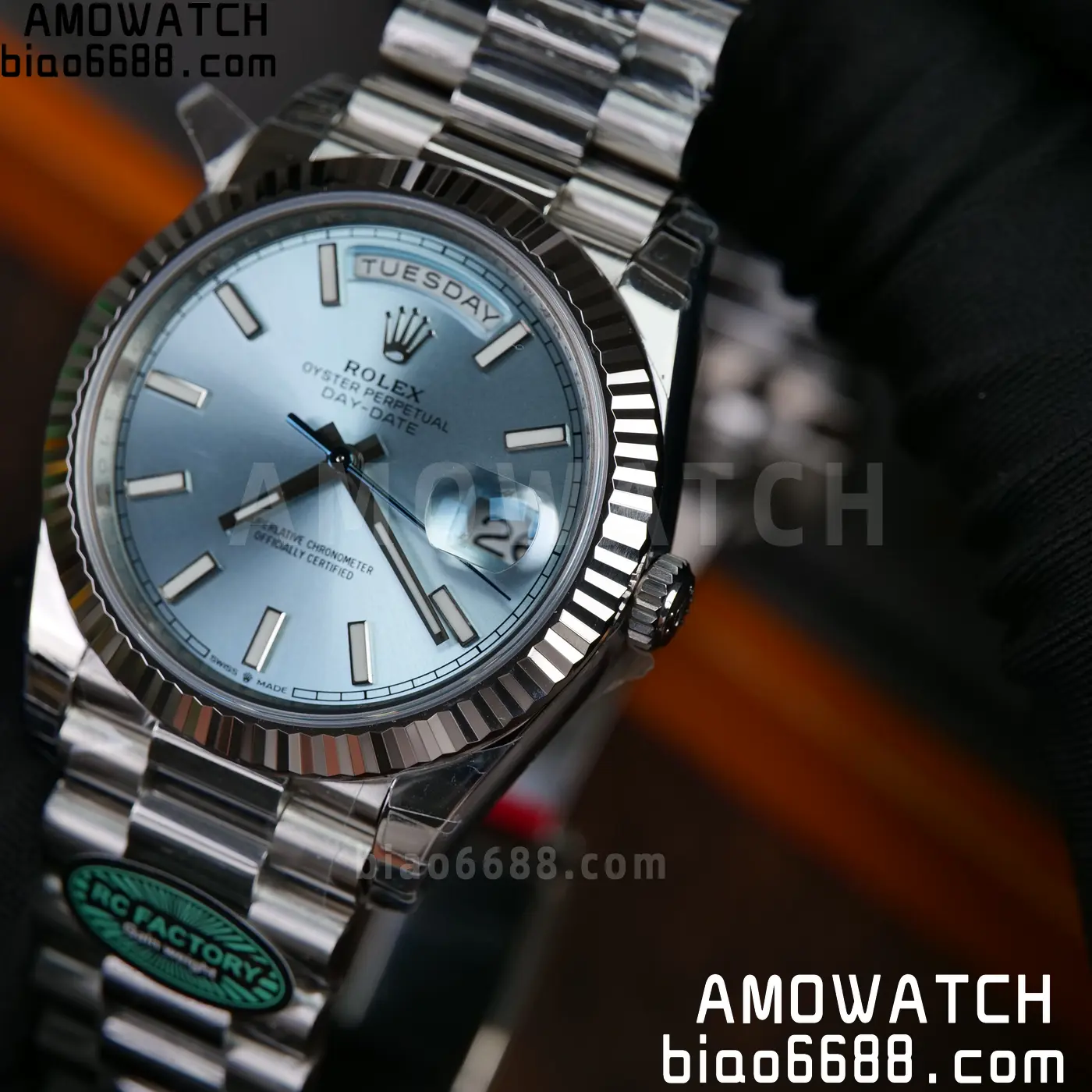 Rolex Day Date 40 SS 228236 RCF 1:1 Best Edition Ice Blue Dial on President Bracelet VR3255 (211g) 77 e1e5a06b867ffc3 阿默表行AmoWatch