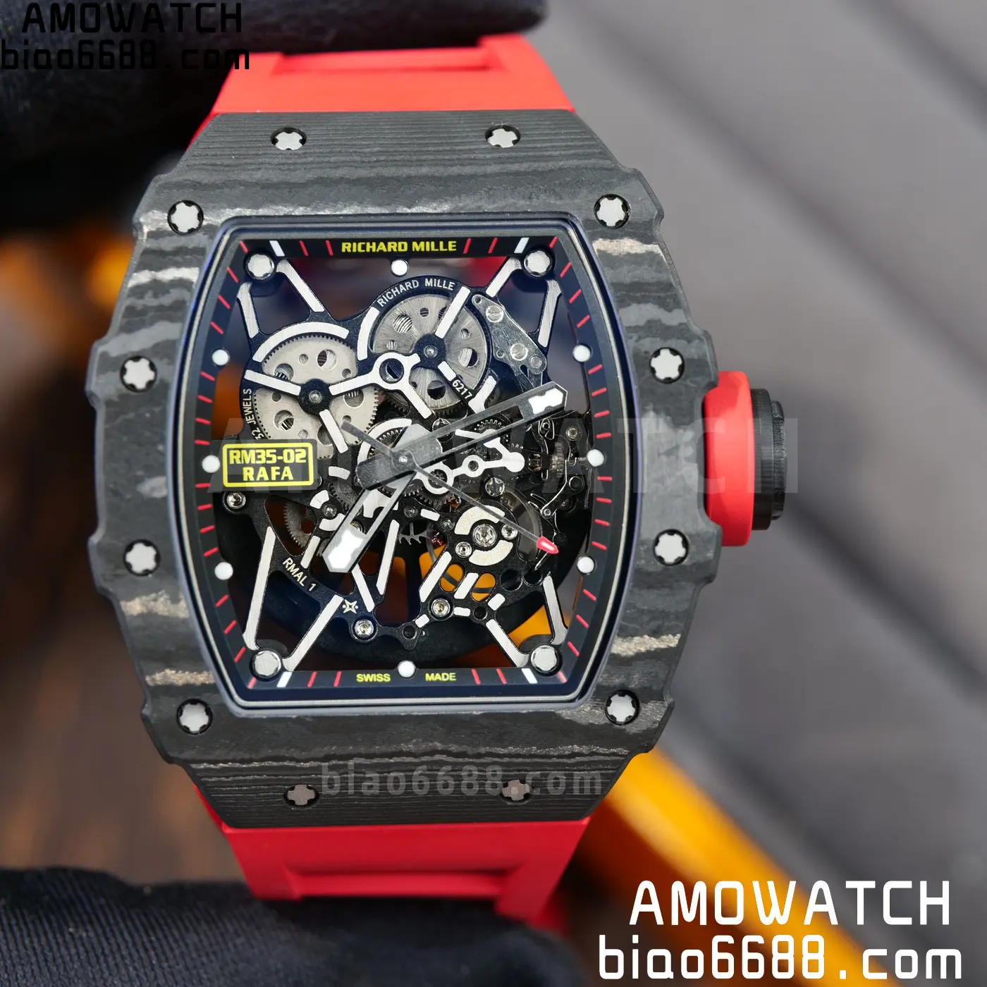 RICHARD MILLE RM35-02 NTPT Mille Studio 1:1 Best Edition on Red Rubber Strap RMUL1 Super Clone (Custom Case Set) 97 e3a56660f704410 AMO Watch