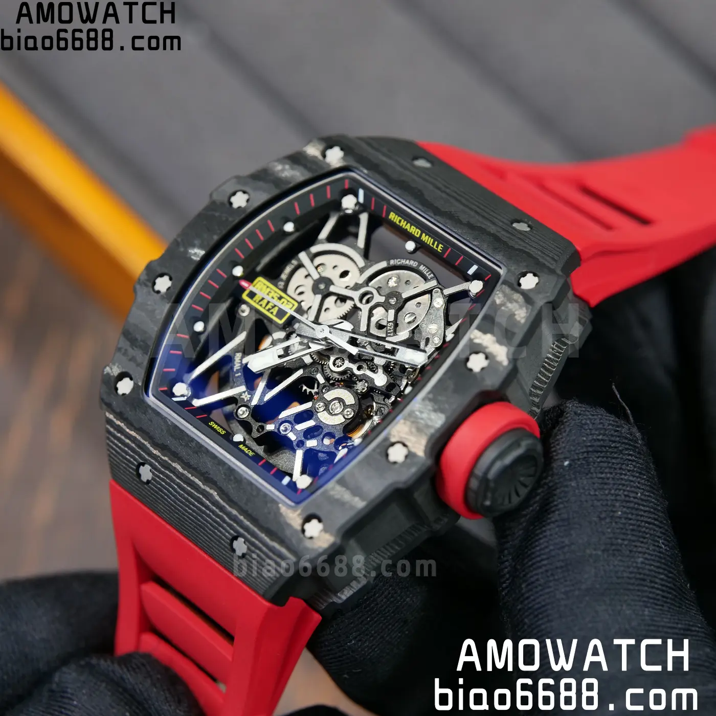 RICHARD MILLE RM35-02 NTPT Mille Studio 1:1 Best Edition on Red Rubber Strap RMUL1 Super Clone (Custom Case Set) 103 e59d454c5bc8834 AMO Watch