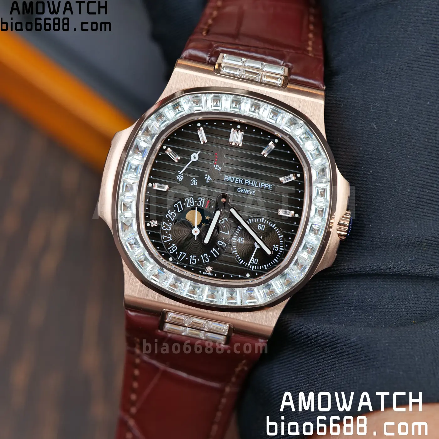 Patek Philippe Nautilus 5712R RG UMI 1:1 Best Edition Brown Dial on Mousson Bezel A240 Super Clone Weighted 88 e5b0e1ab9753cbc 阿默表行AmoWatch