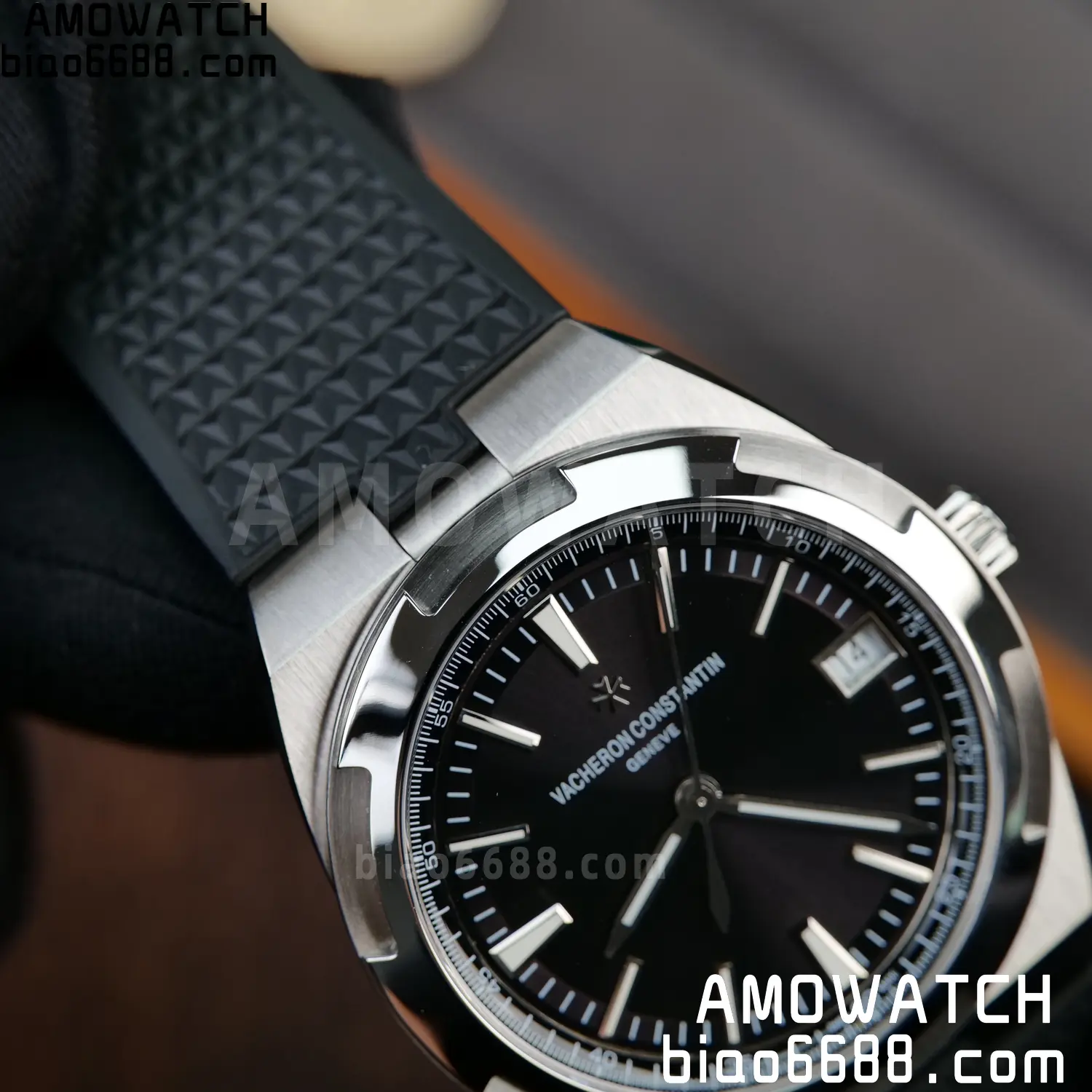 VC Overseas 4500V SS PPF1:1 Best Edition Black Dial on Black Rubber Strap A5100 90 e6c6584ce414c9c AMO Watch