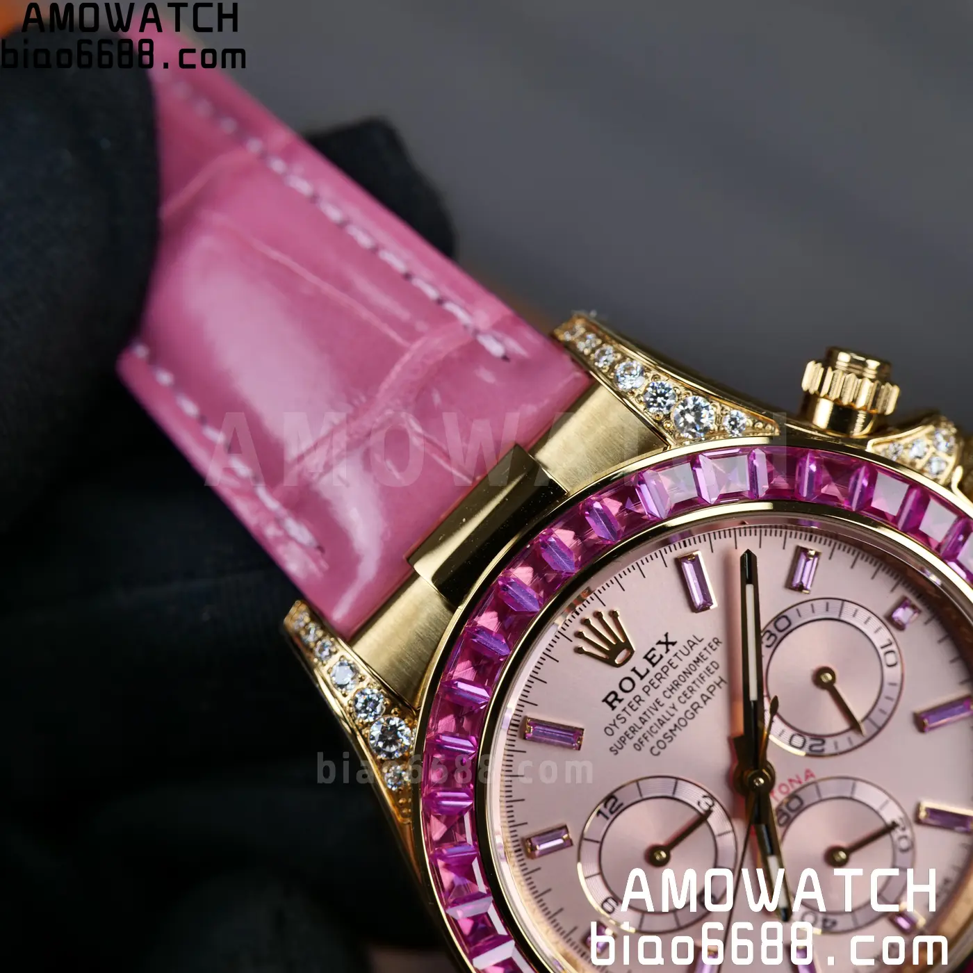 Rolex Daytona 126538TRO Gold Factory Best Edition Pink Dial on Pink Leather Strap 4130 V3 91 ebc7343d65741a6 阿默表行AmoWatch