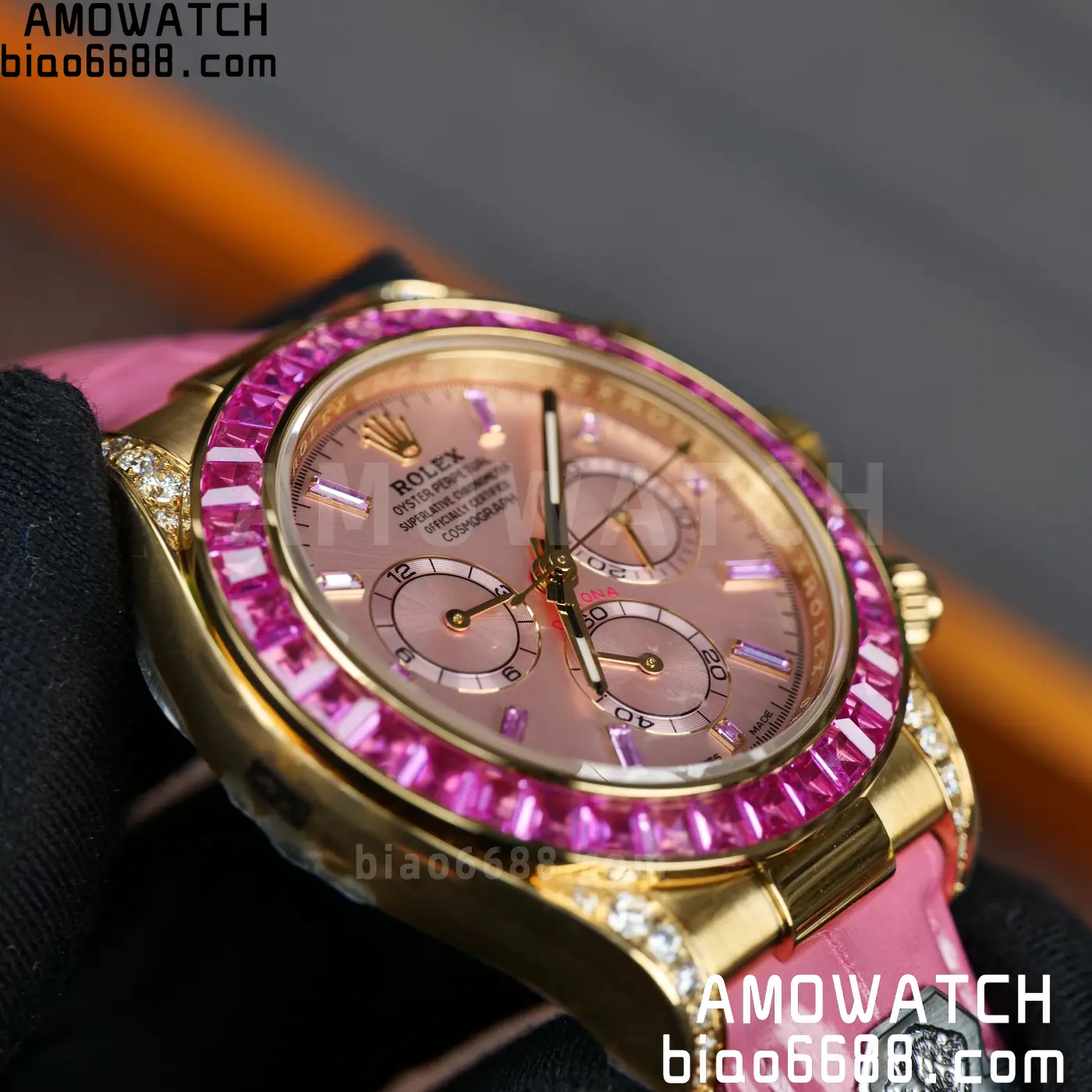 Rolex Daytona 126538TRO Gold Factory Best Edition Pink Dial on Pink Leather Strap 4130 V3 95 ebc7e207f9fd40c 阿默表行AmoWatch
