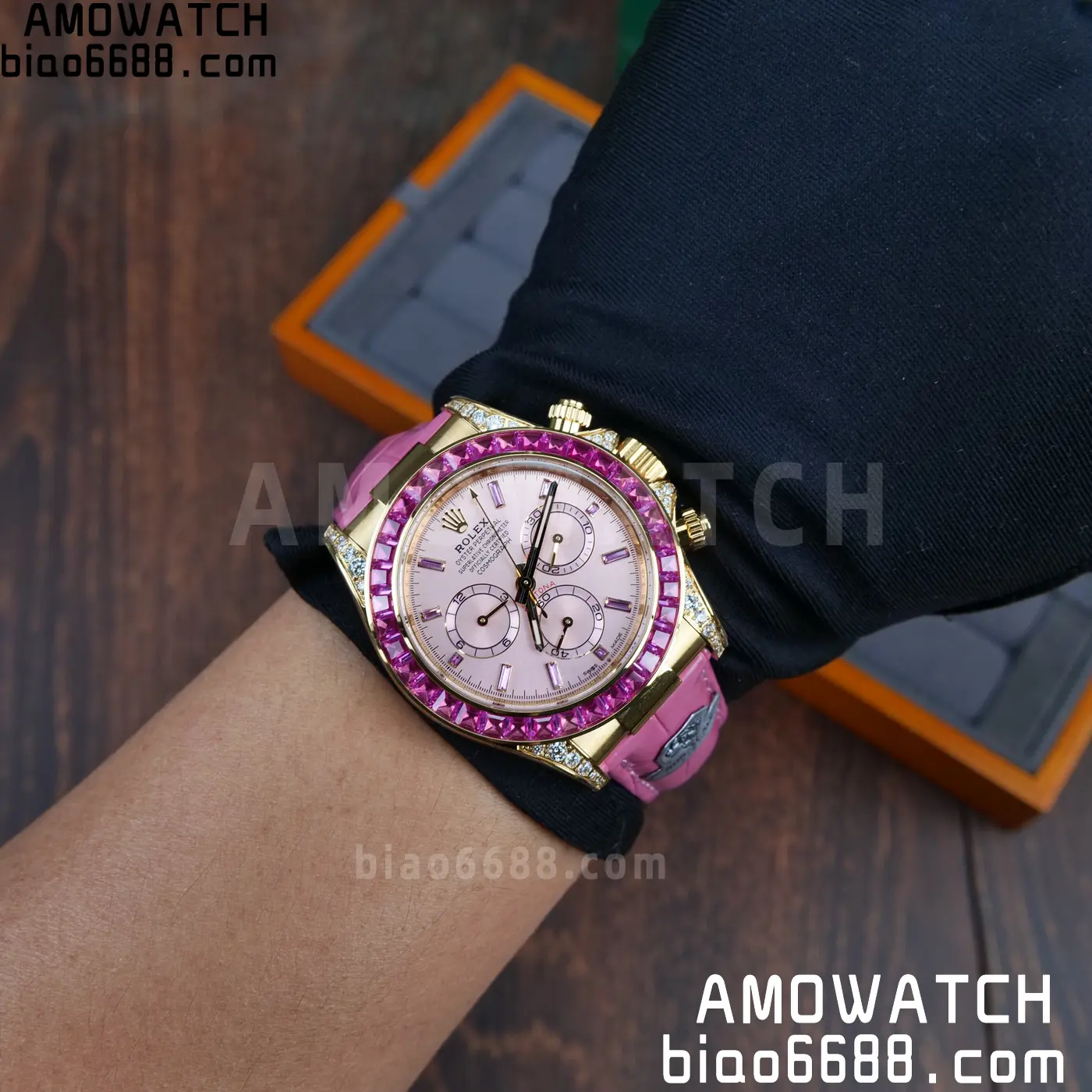Rolex Daytona 126538TRO Gold Factory Best Edition Pink Dial on Pink Leather Strap 4130 V3 73 ee976bc62da1872 阿默表行AmoWatch