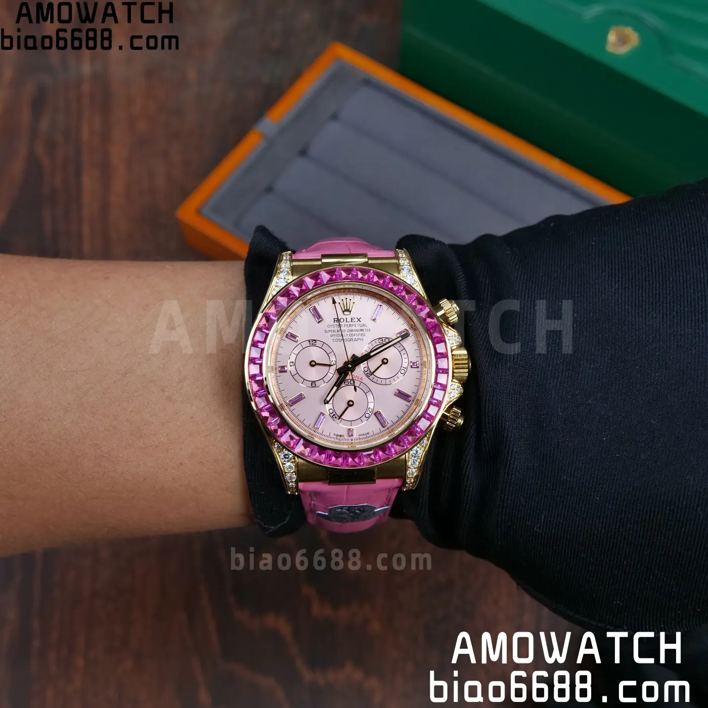 Rolex Daytona 126538TRO Gold Factory Best Edition Pink Dial on Pink Leather Strap 4130 V3 107 ef8199ebd265c88 阿默表行AmoWatch