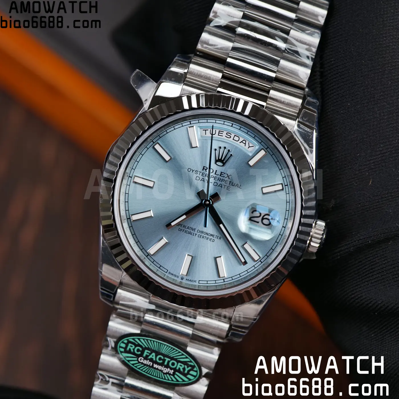 Rolex Day Date 40 SS 228236 RCF 1:1 Best Edition Ice Blue Dial on President Bracelet VR3255 (211g) 85 f14abb7e635f6a8 阿默表行AmoWatch