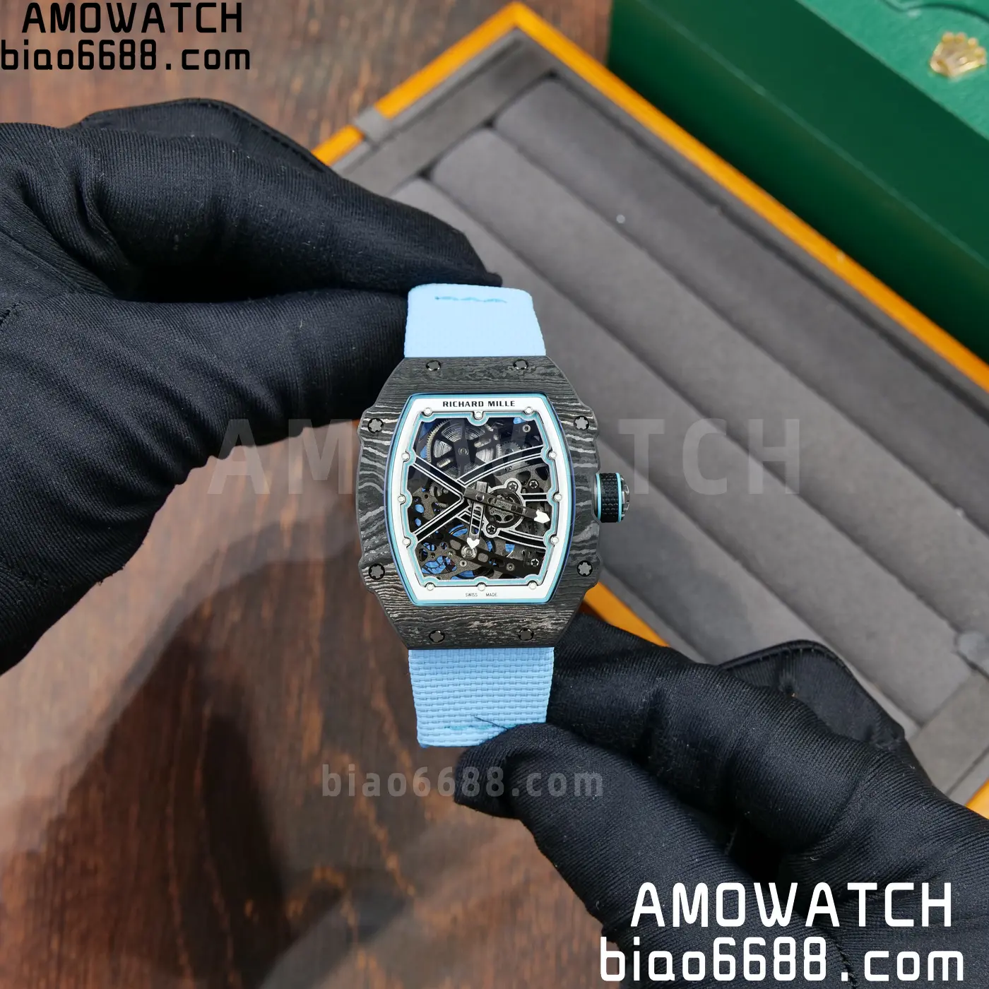 RICHARD MILLE RM67-02 Black NTPT UMI Best Edition Baby Blue Skeleton Dial on Black Nylon strap CRMA7 Clone V9 76 f33d6619865737b 阿默表行AmoWatch