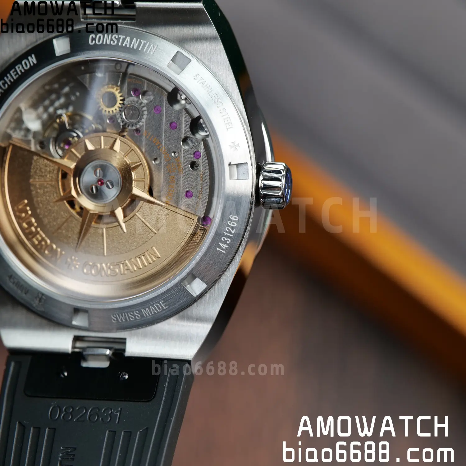 VC Overseas 4500V SS PPF1:1 Best Edition Black Dial on Black Rubber Strap A5100 102 f8547ee9f8a3dc4 AMO Watch