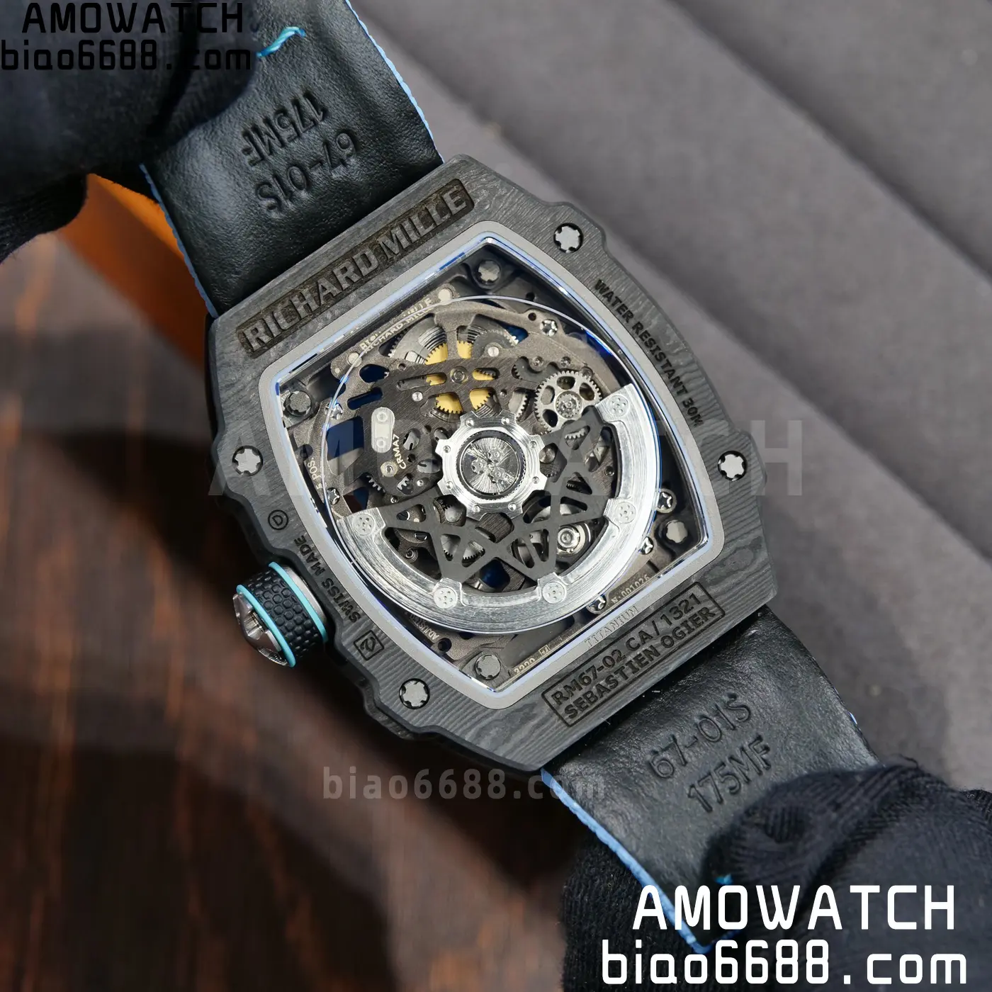 RICHARD MILLE RM67-02 Black NTPT UMI Best Edition Baby Blue Skeleton Dial on Black Nylon strap CRMA7 Clone V9 101 f8fc7a0cf755f04 阿默表行AmoWatch