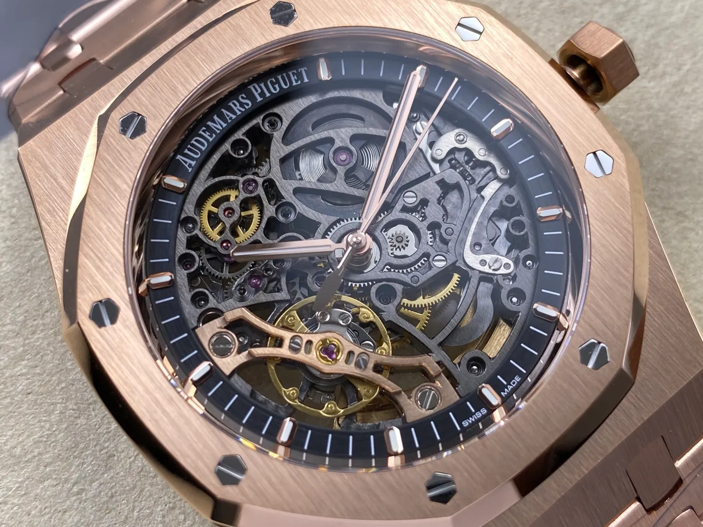 AP Royal Oak 41mm Skeleton 15407 RG THB Factory 1:1 Best Edition Skeleton Dial on RG Bracelet A3132 V3 (Free Sprung) 25 ff7cde4a3b0f299 阿默表行AmoWatch