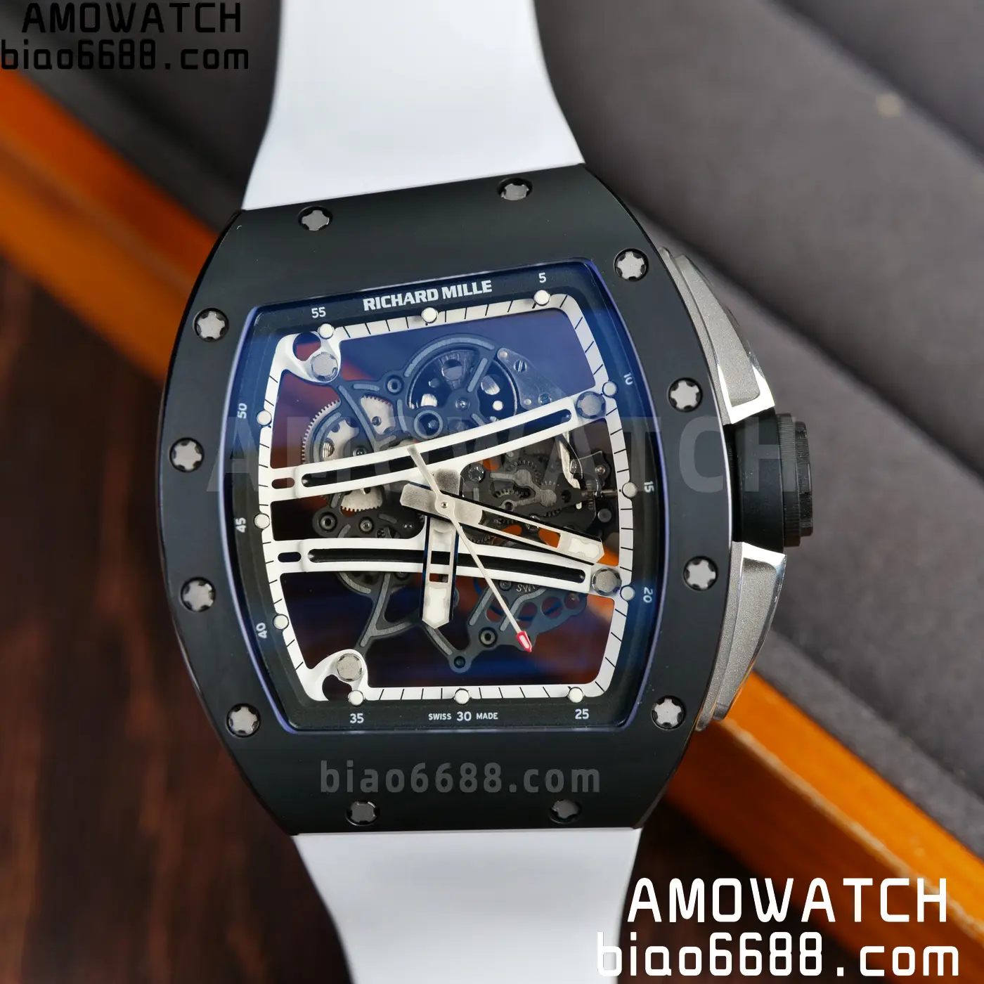 RICHARD MILLE RM61-01 RM6101 A9F 1:1 Best Edition Black Bezel on White Rubber Strap RMUL3 Free Sprung 117 01802753d1737a5 AMO Watch