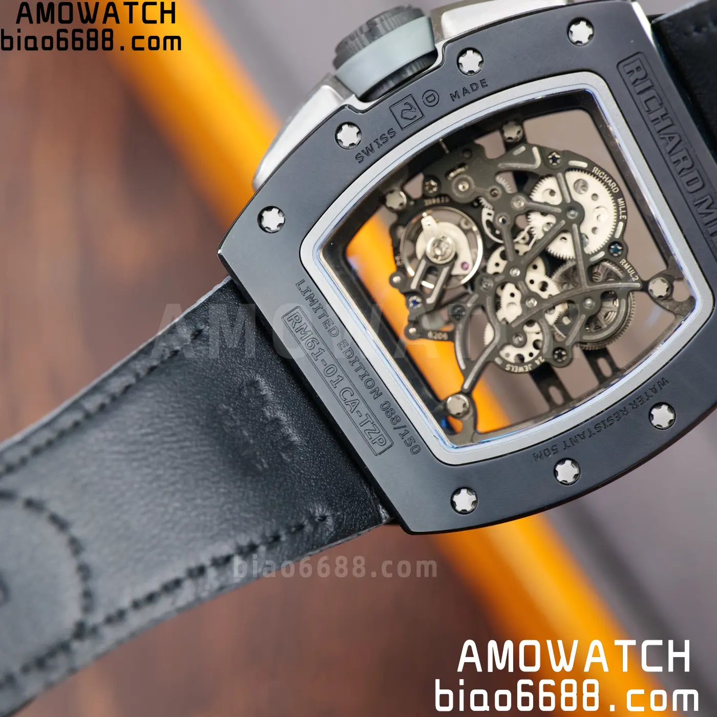 RICHARD MILLE RM61-01 RM6101 A9F 1:1 Best Edition Black Bezel on Gray Nylon Strap RMUL3 Free Sprung 90 039cdaead271d59 AMO Watch