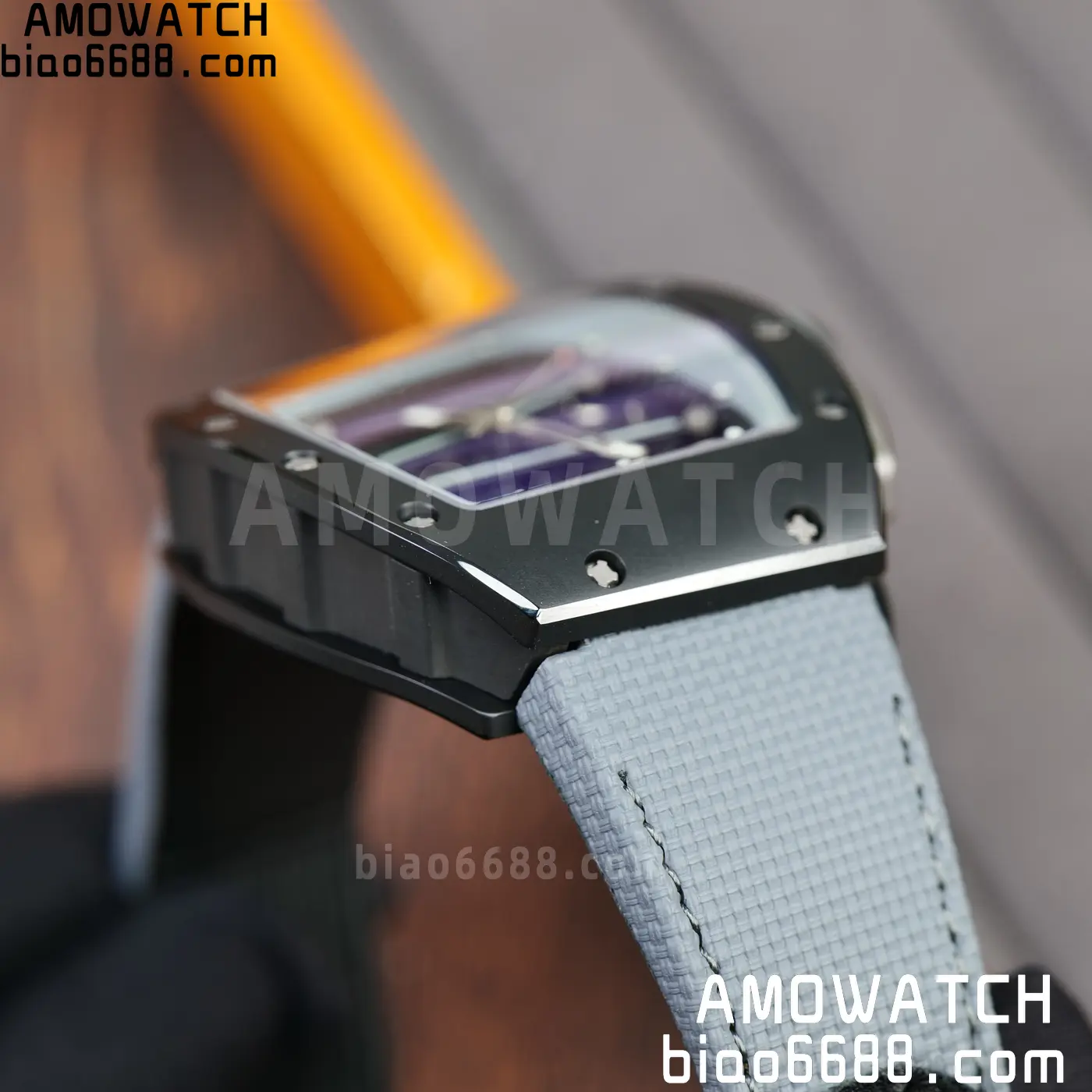 RICHARD MILLE RM61-01 RM6101 A9F 1:1 Best Edition Black Bezel on Gray Nylon Strap RMUL3 Free Sprung 74 04b4923e9a8594f AMO Watch